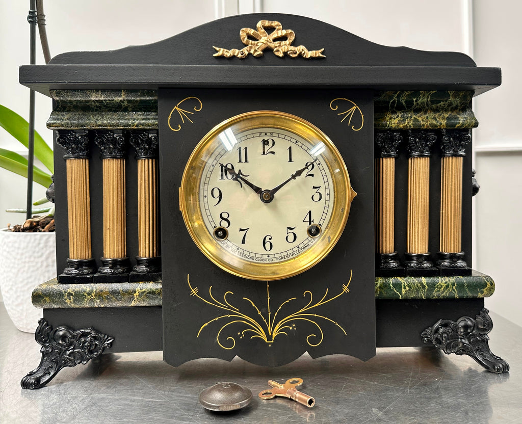 Antique Session Hammer on Bell and Coil Strike Mantel Clock | Adelaide Clocks