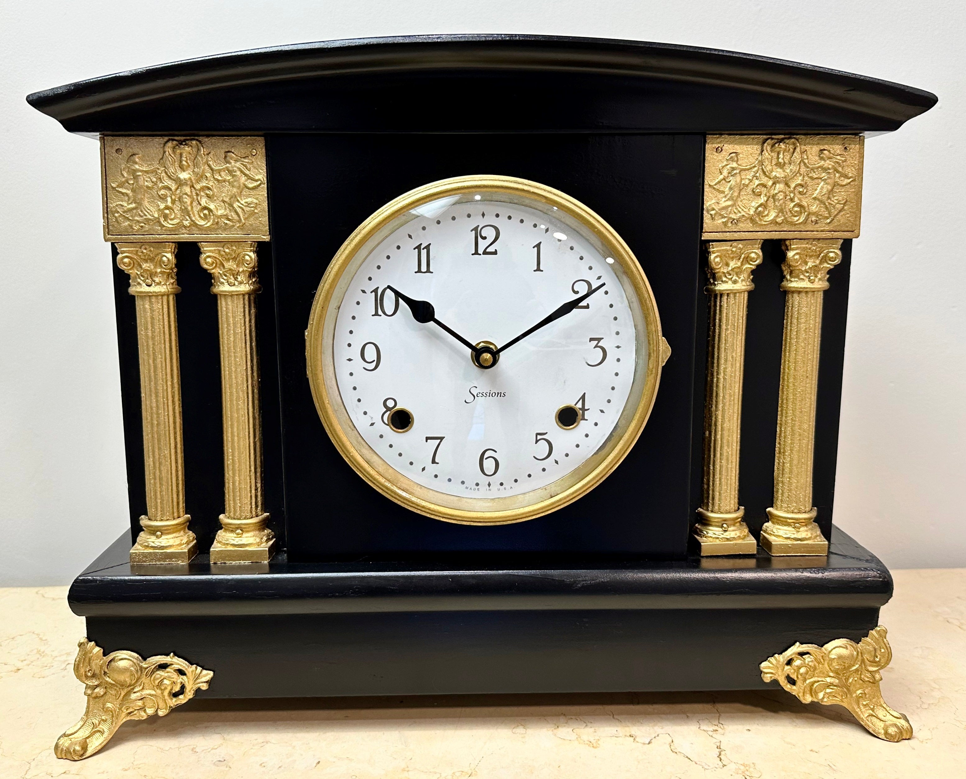 Antique Sessions Battery Mantel Clock | Adelaide Clocks