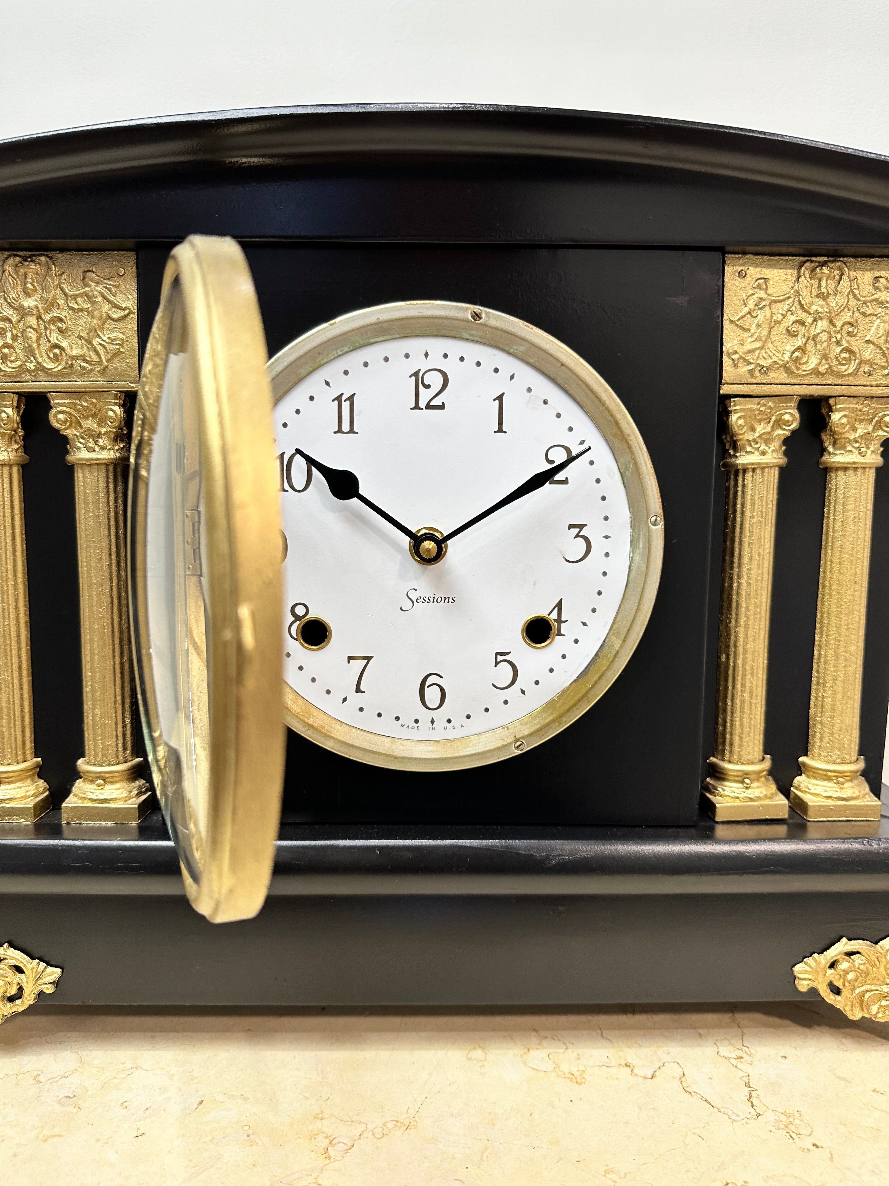 Antique Sessions Battery Mantel Clock | Adelaide Clocks