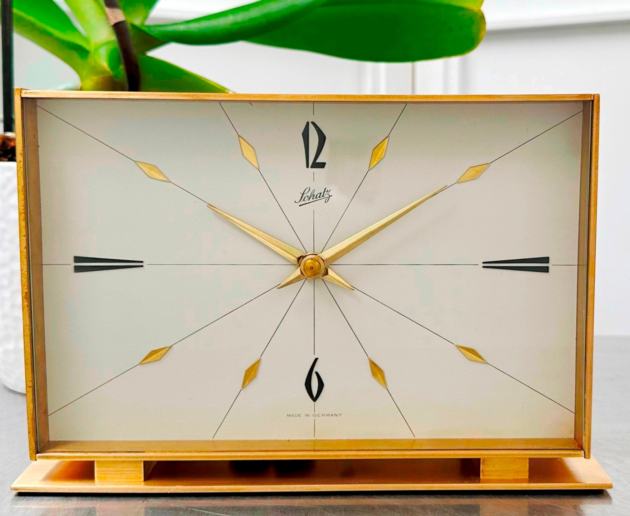 Vintage AUG SCHATZ & SOHNE BRS Germany Bim Bam Mantel Clock | Adelaide Clocks