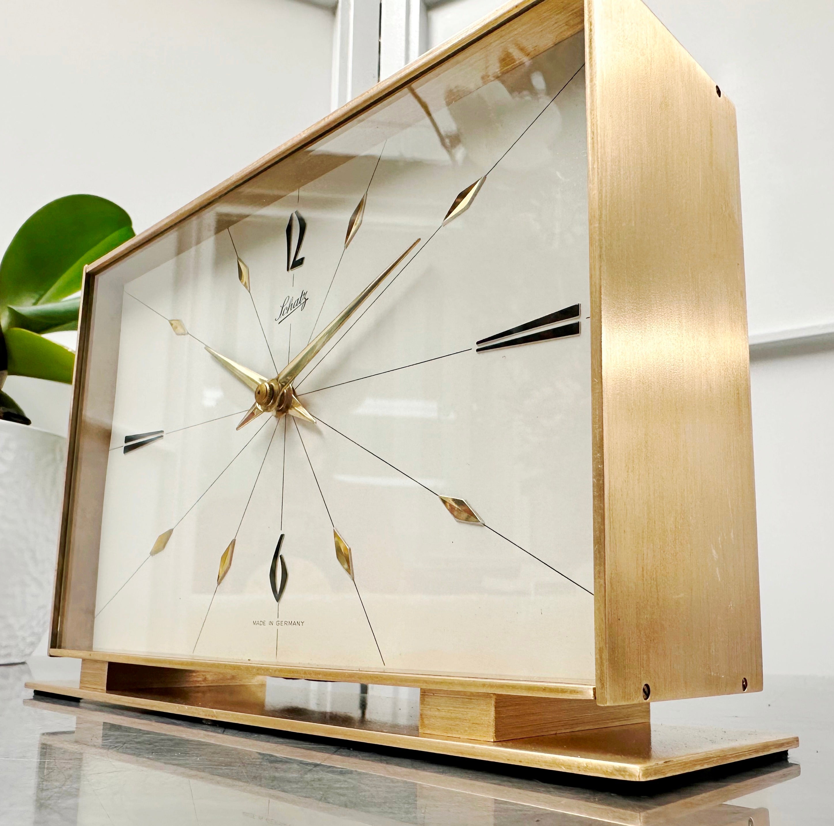 Vintage AUG SCHATZ & SOHNE BRS Germany Bim Bam Mantel Clock | Adelaide Clocks