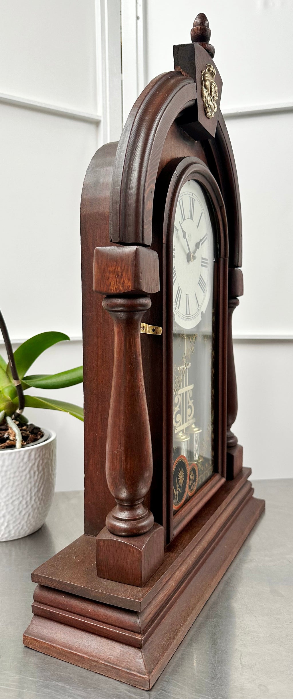 Antique New Haven Hammer on Coil Pendulum Mantel Clock | Adelaide Clocks