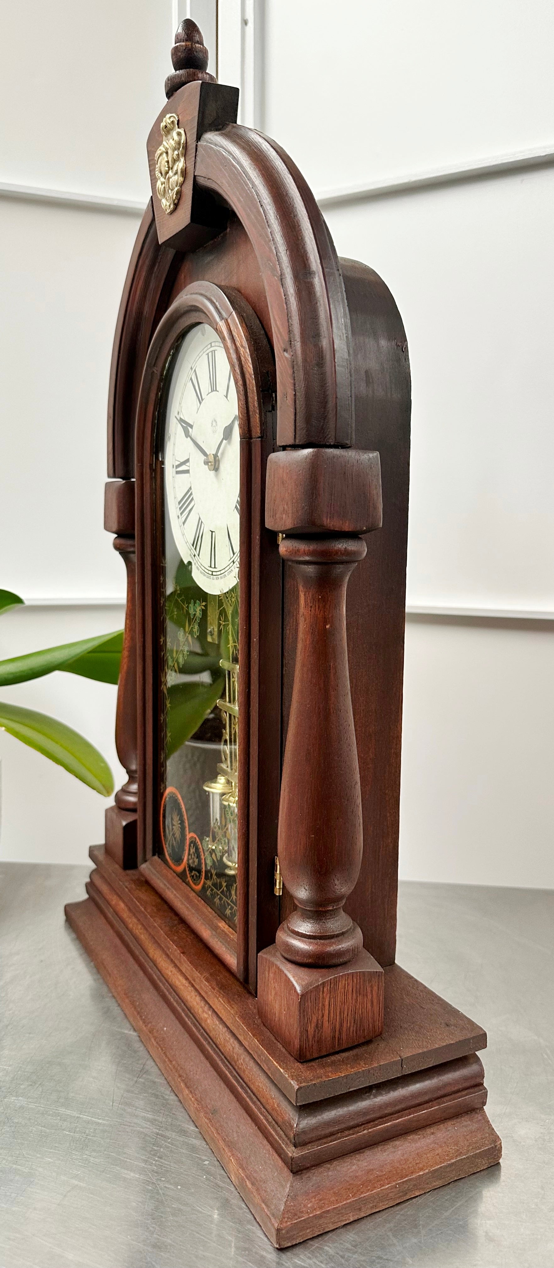 Antique New Haven Hammer on Coil Pendulum Mantel Clock | Adelaide Clocks
