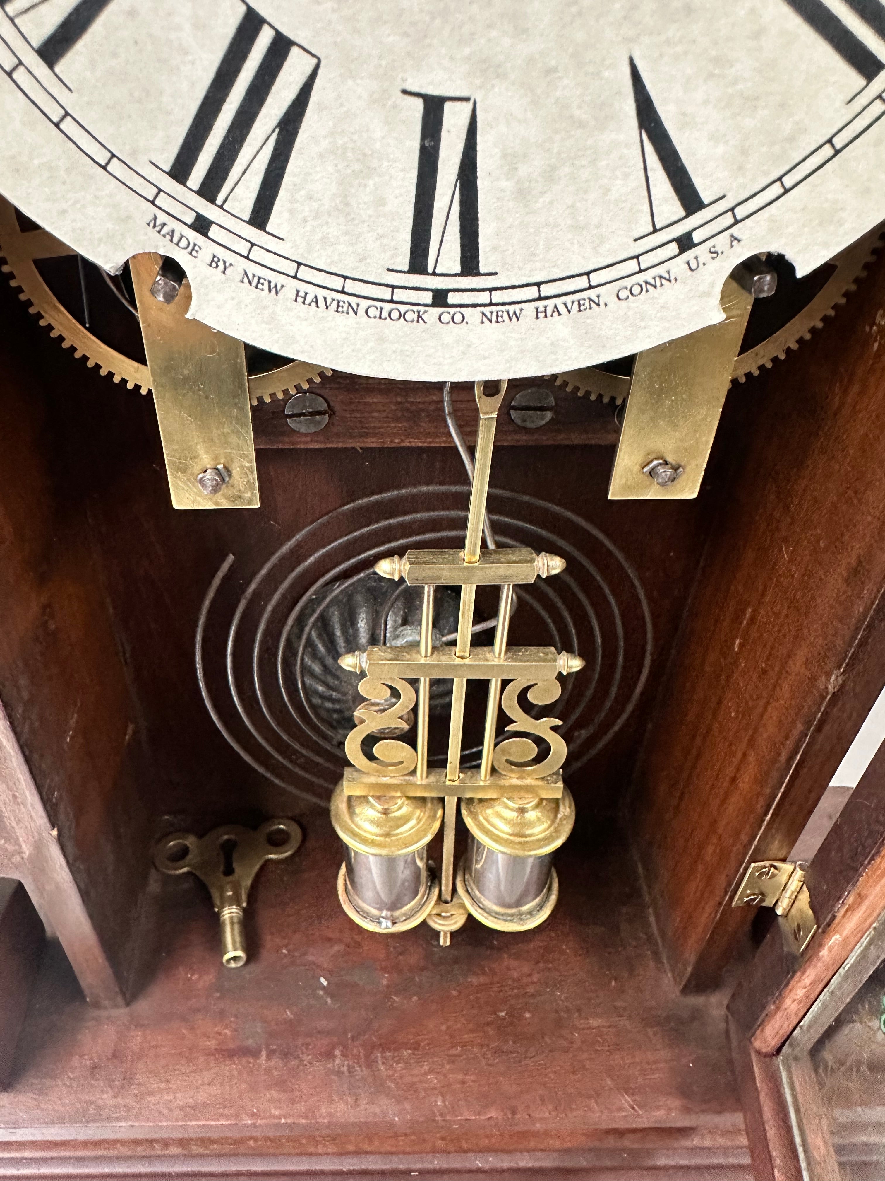 Antique New Haven Hammer on Coil Pendulum Mantel Clock | Adelaide Clocks
