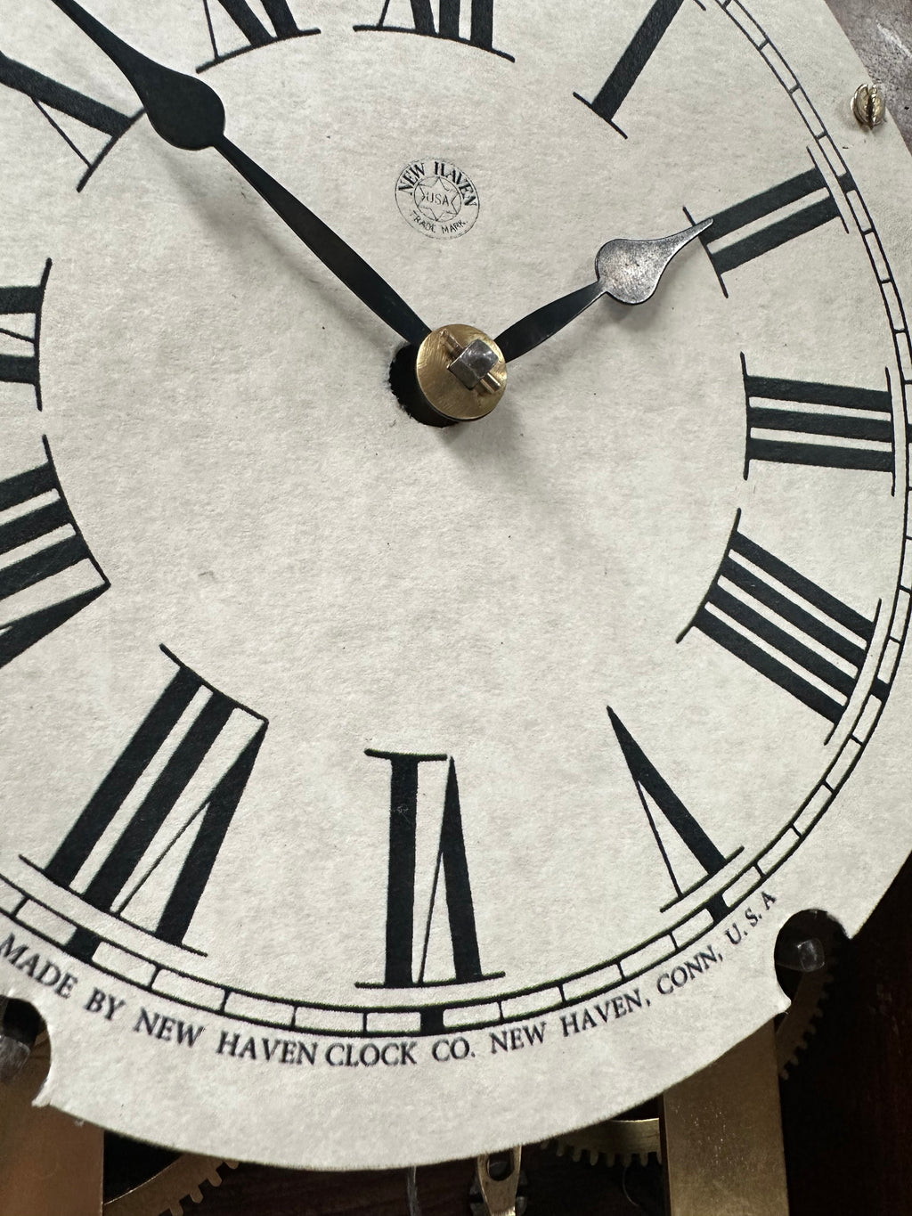 Antique New Haven Hammer on Coil Pendulum Mantel Clock | Adelaide Clocks