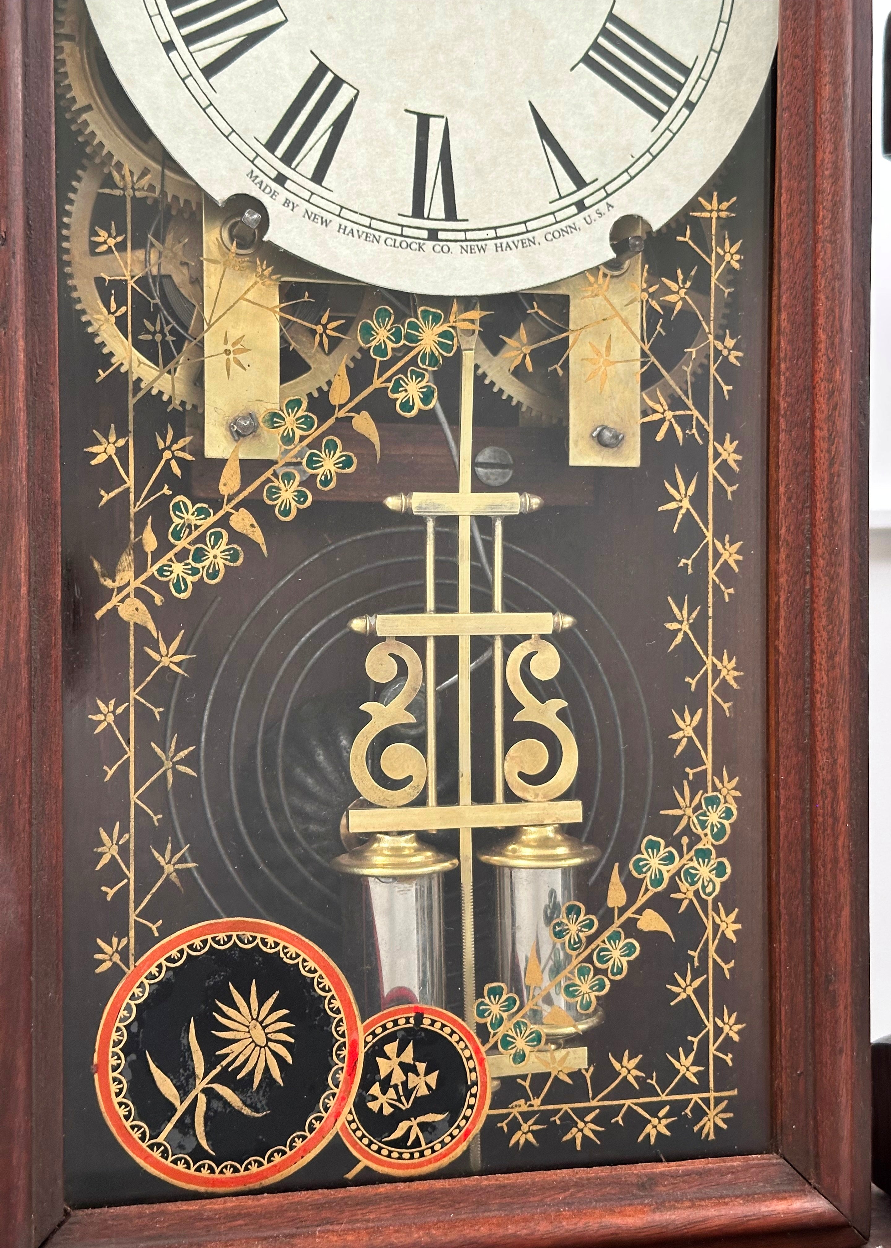 Antique New Haven Hammer on Coil Pendulum Mantel Clock | Adelaide Clocks