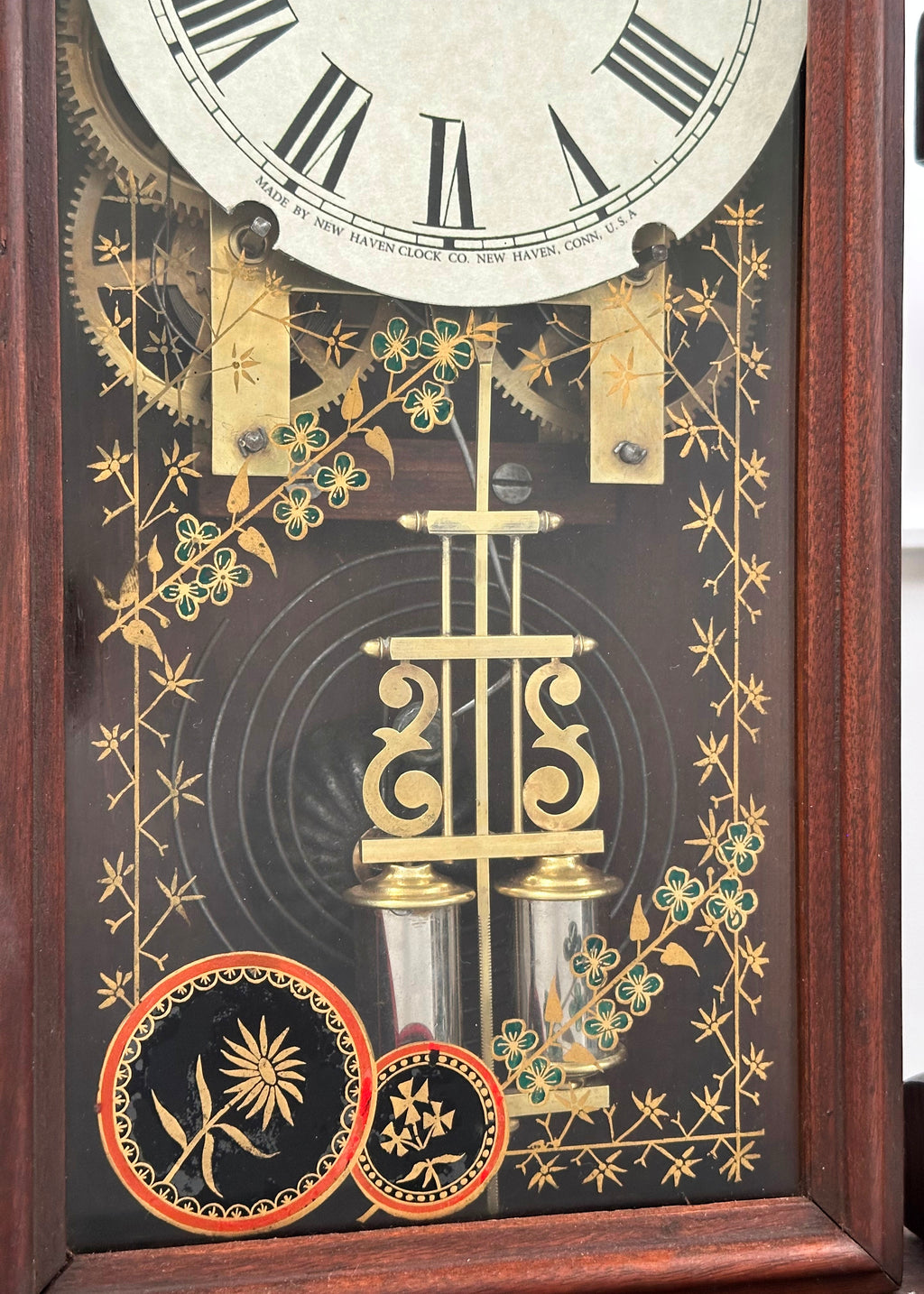 Antique New Haven Hammer on Coil Pendulum Mantel Clock | Adelaide Clocks