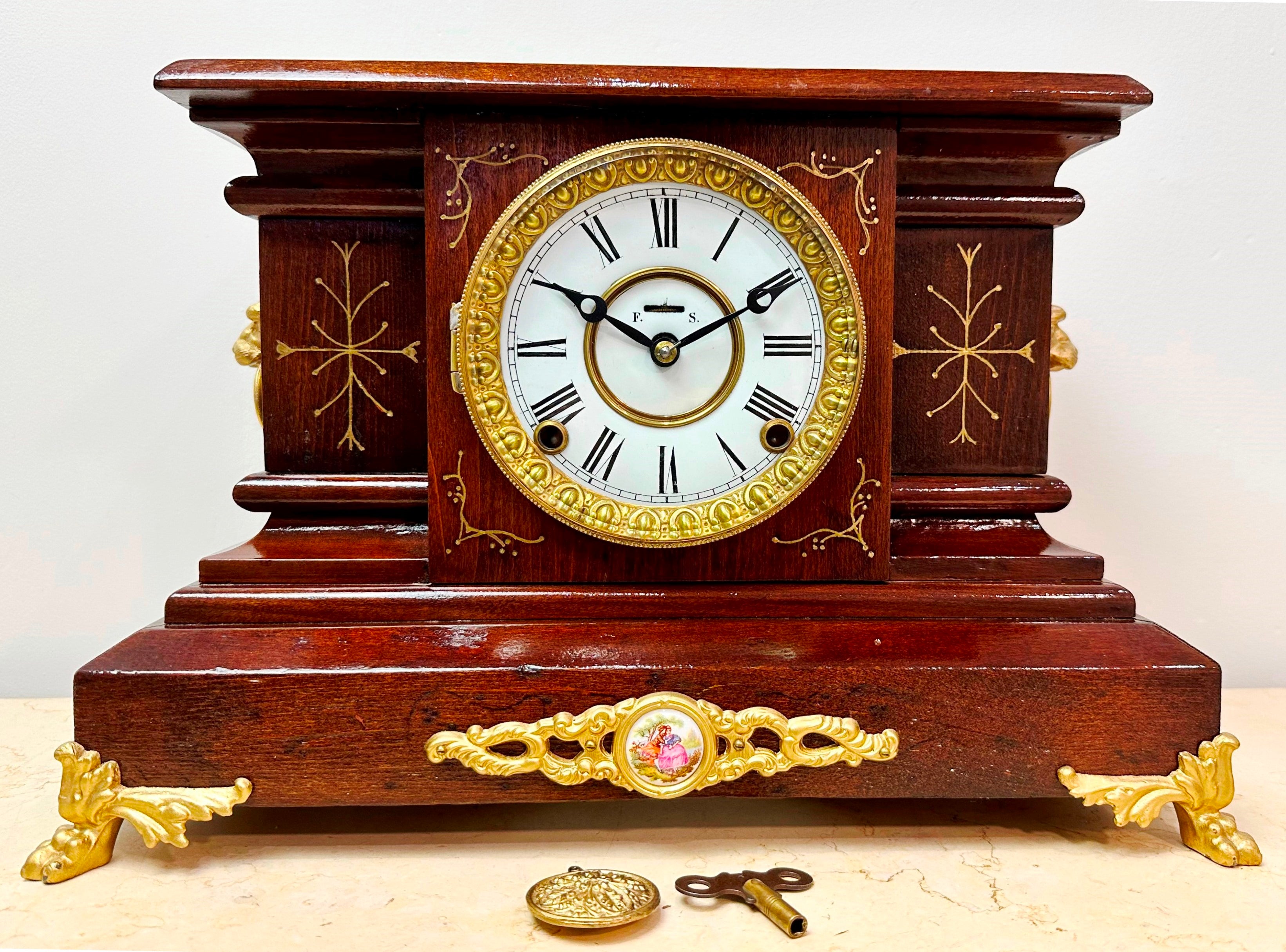 Antique Hammer on Coil Chime Mantel Clock | Adelaide Clocks