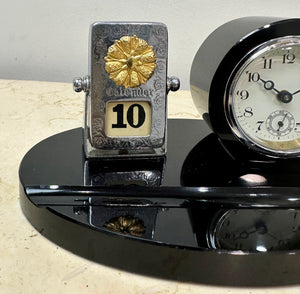 Vintage Marble Perpetual Flip Calendar with Desk Clock | eXibit collection