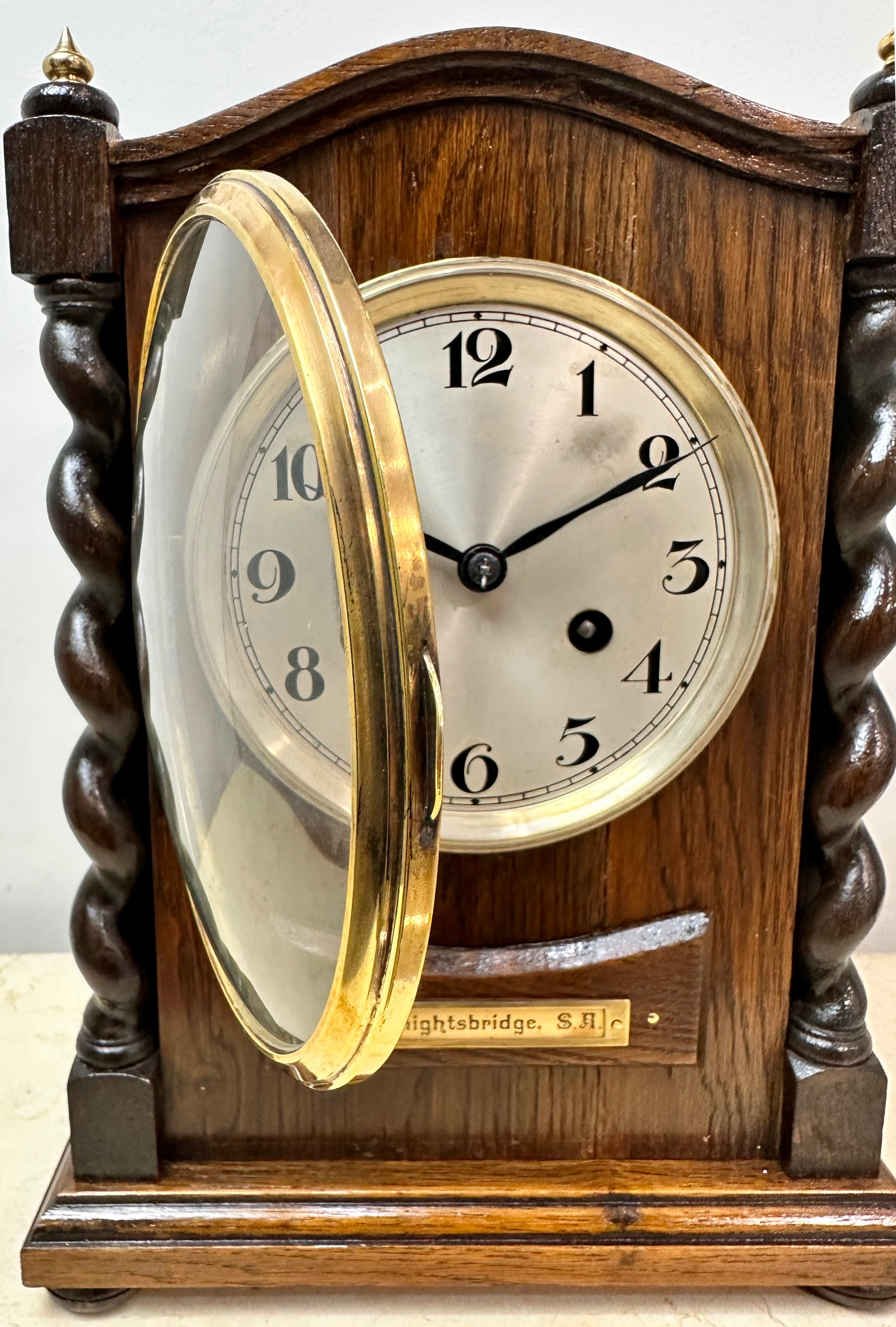 Antique Knightsbridge S.A. Hammer on Coil Chime Mantel Clock | Adelaide Clocks