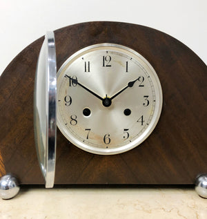 Vintage Art Deco Wooden Battery Mantel Clock | Adelaide Clocks