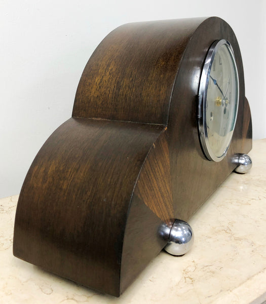 Vintage Art Deco Wooden Battery Mantel Clock | Adelaide Clocks