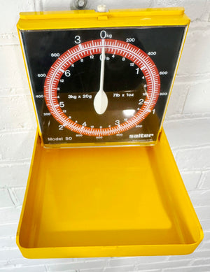 Vintage Salter Shop Yellow Plastic Wall Scale | eXibit collection