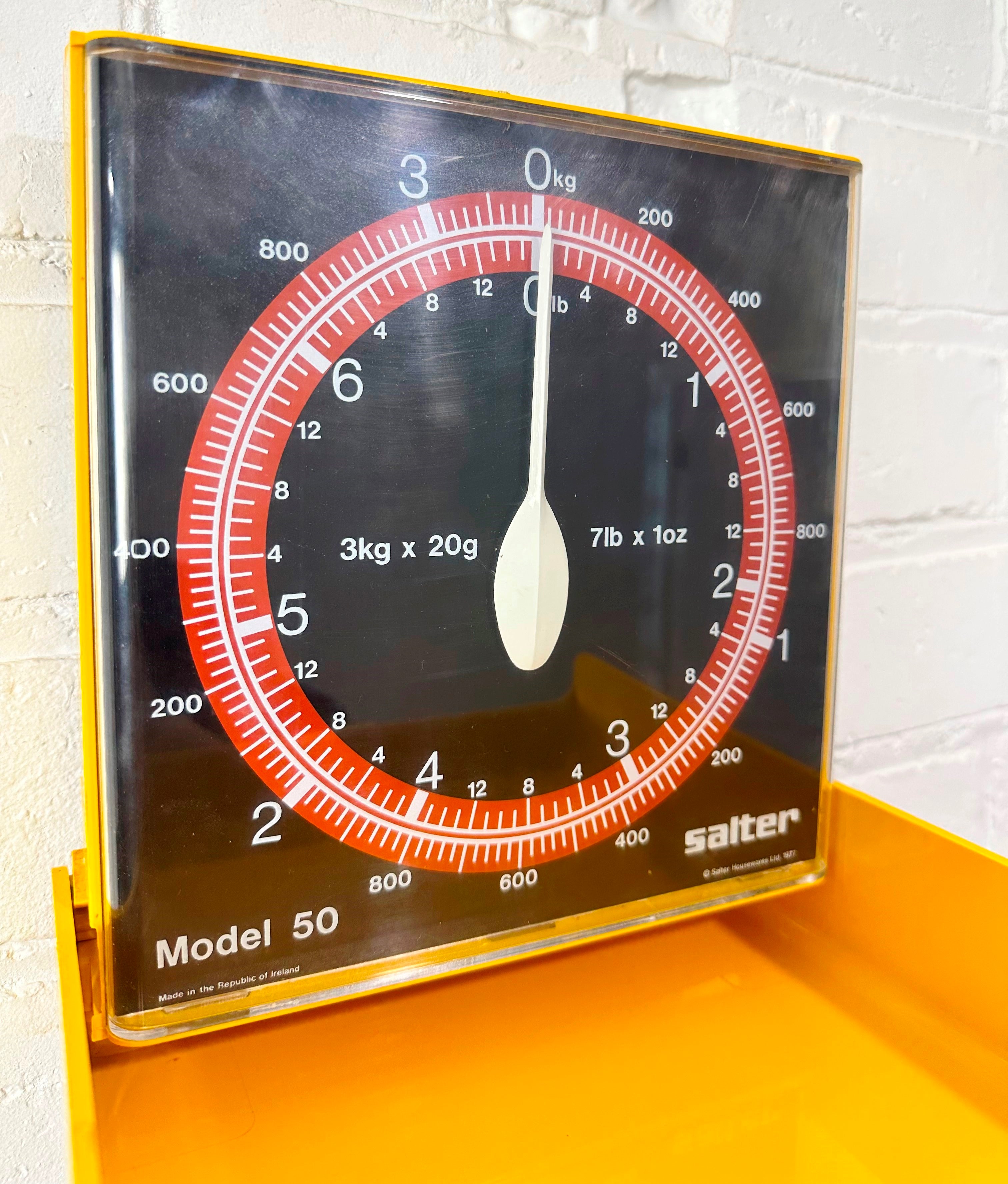 Vintage Salter Shop Yellow Plastic Wall Scale | eXibit collection