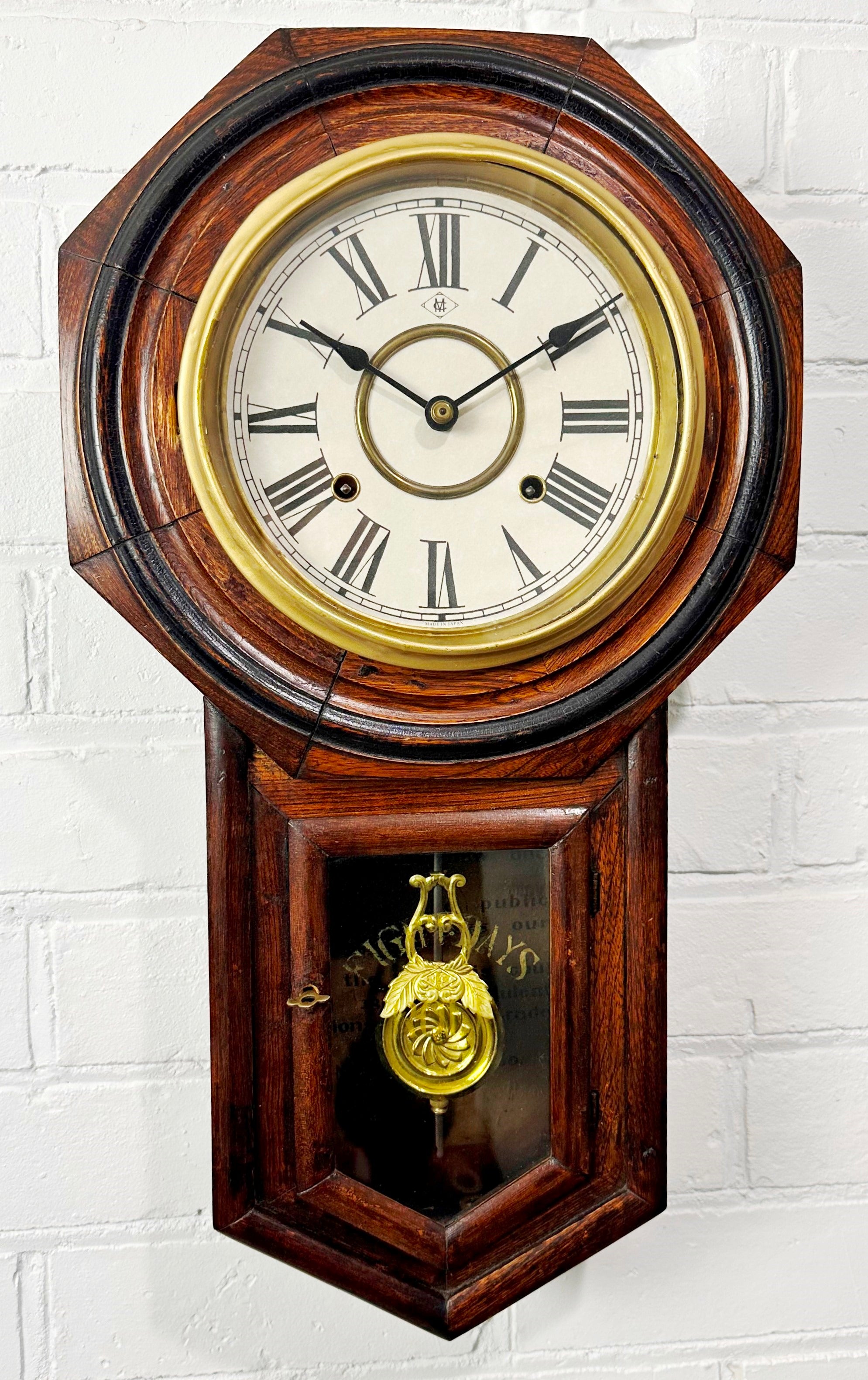 Antique Original MEIJI Pendulum Chime Japan Wall Clock | eXibit collection