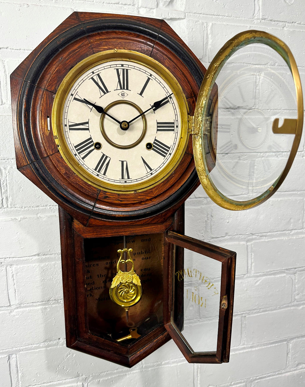 Antique Original MEIJI Pendulum Chime Japan Wall Clock | eXibit collection