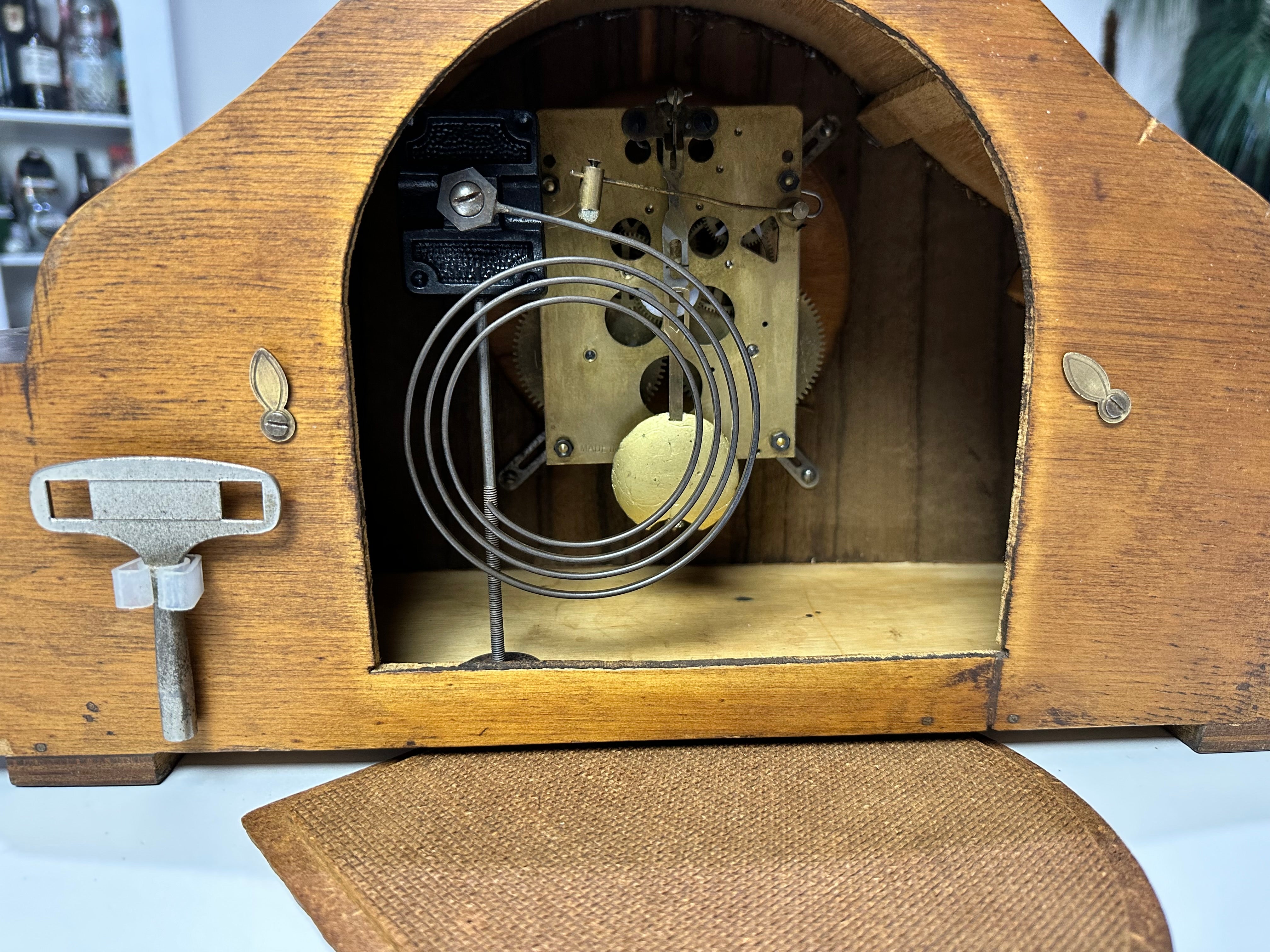 Vintage Strike Hammer on Coil Chime German Mantel Clock | Adelaide Clocks