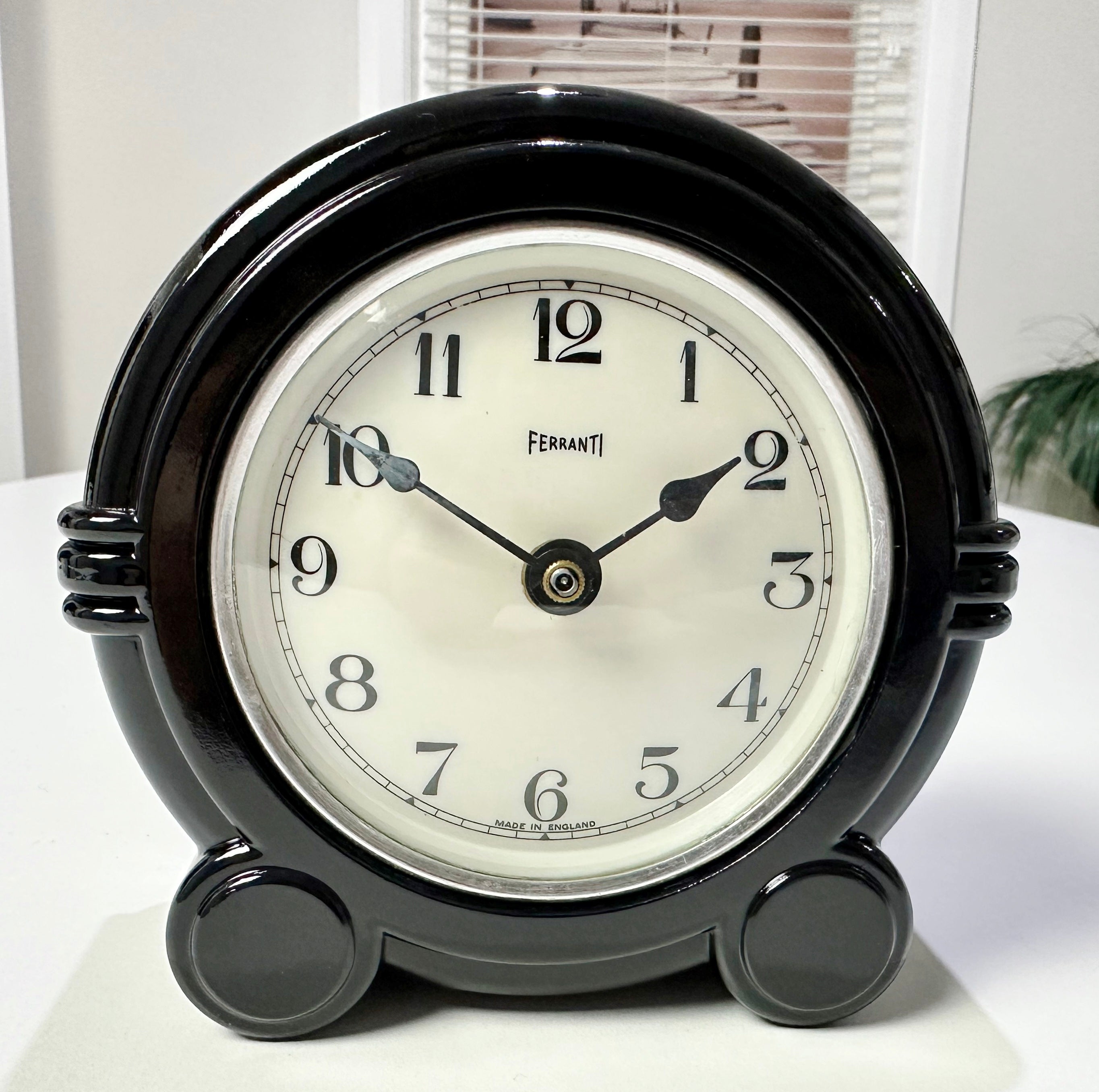 Vintage Ferranti England Bakelite Battery Desk Table Clock | Adelaide Clocks