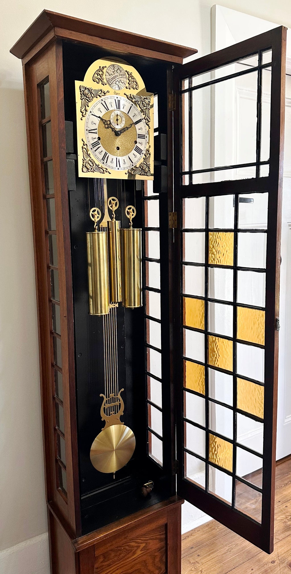 Vintage Grandfather URGOS Tempus Fugit Westminster Chime Clock | Adelaide Clocks