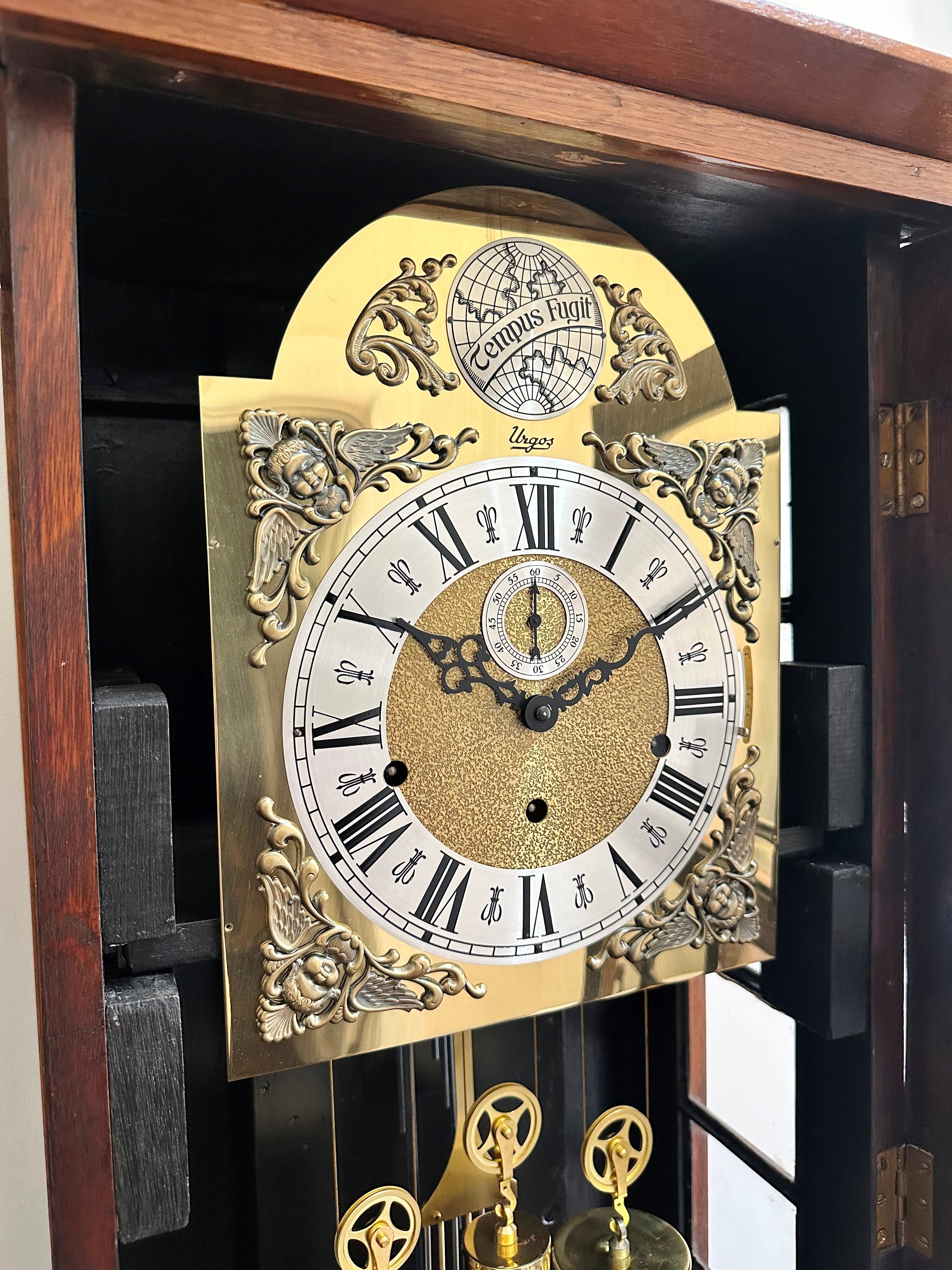 Vintage Grandfather URGOS Tempus Fugit Westminster Chime Clock | Adelaide Clocks