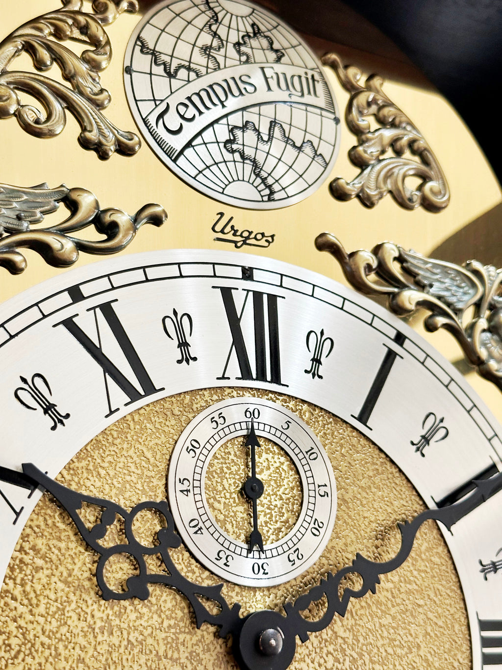 Vintage Grandfather URGOS Tempus Fugit Westminster Chime Clock | Adelaide Clocks