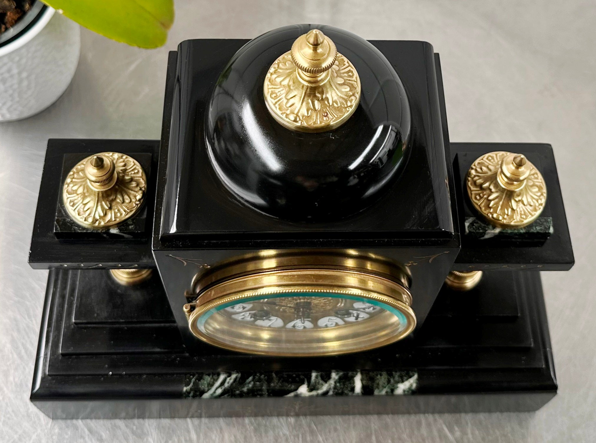 Antique French Slate with Marble Hammer on Coil Strike Pendulum Mantel Clock | Adelaide Clocks