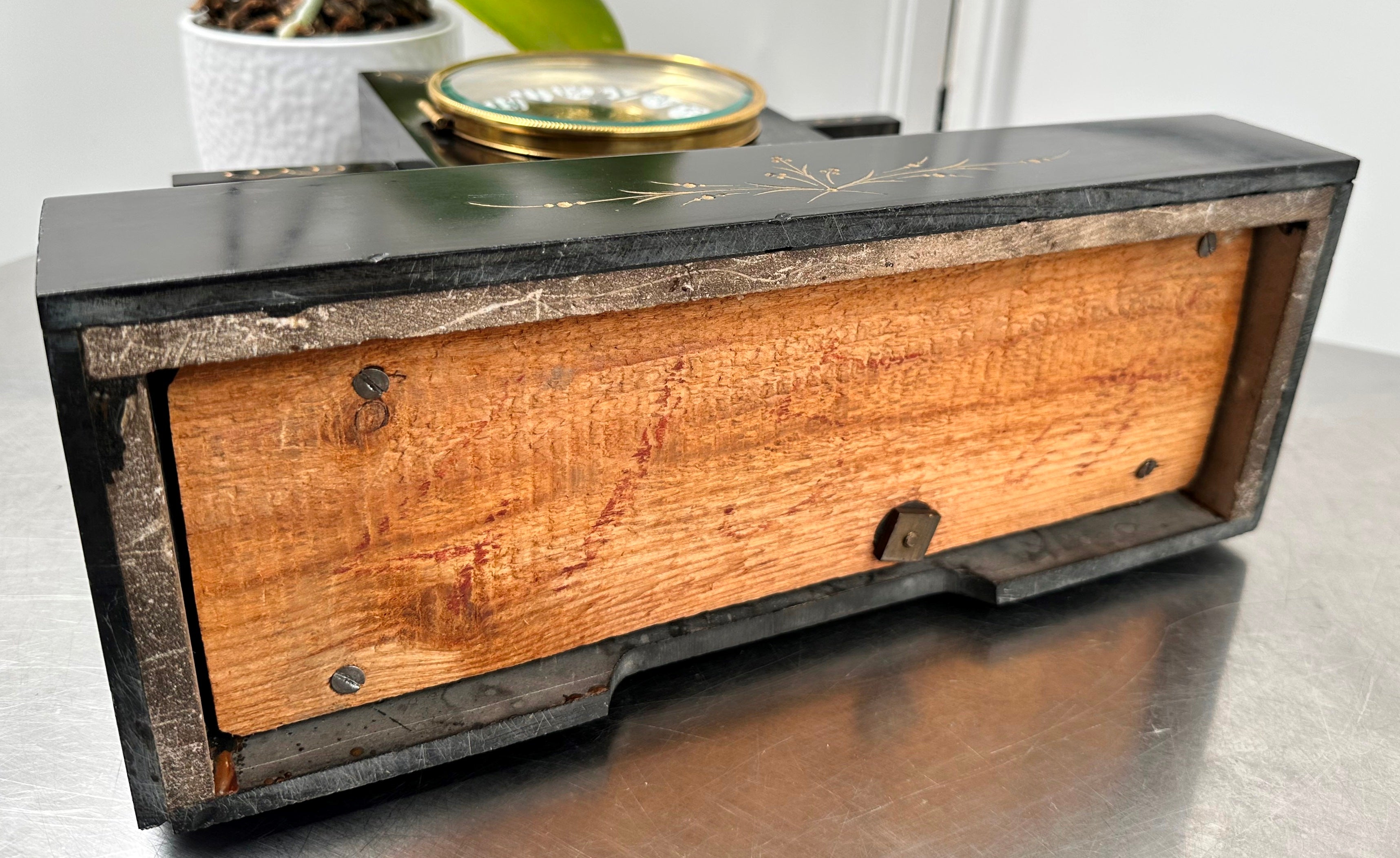 Antique French Slate with Marble Hammer on Coil Strike Pendulum Mantel Clock | Adelaide Clocks