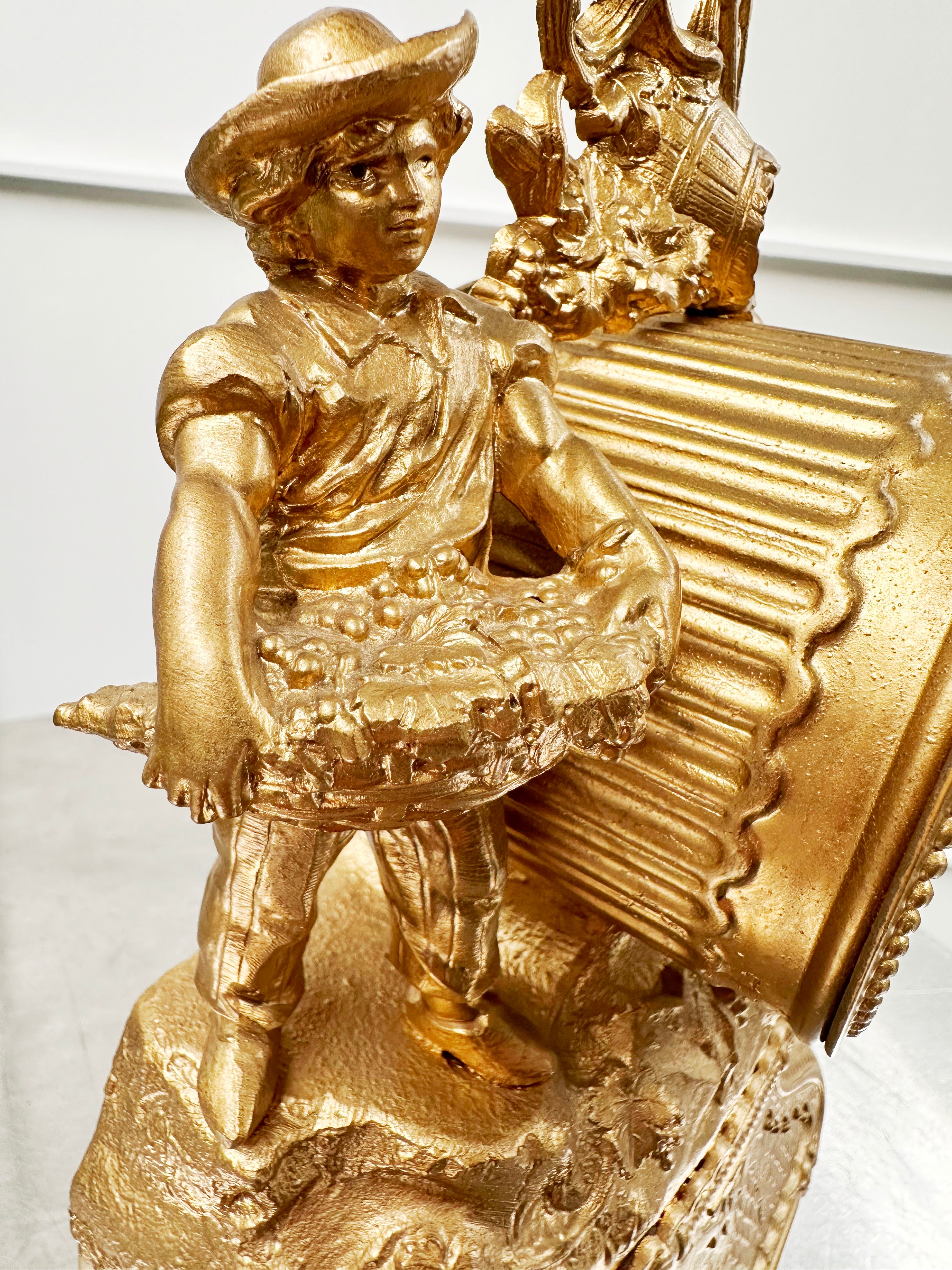 Antique French Figural Spelter Quartz Mantel Clock | Adelaide Clocks