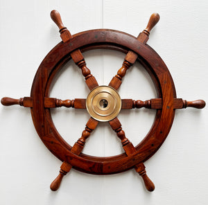 Vintage Wooden Ships Steering Wheel Wall Hanging | Adelaide Clocks