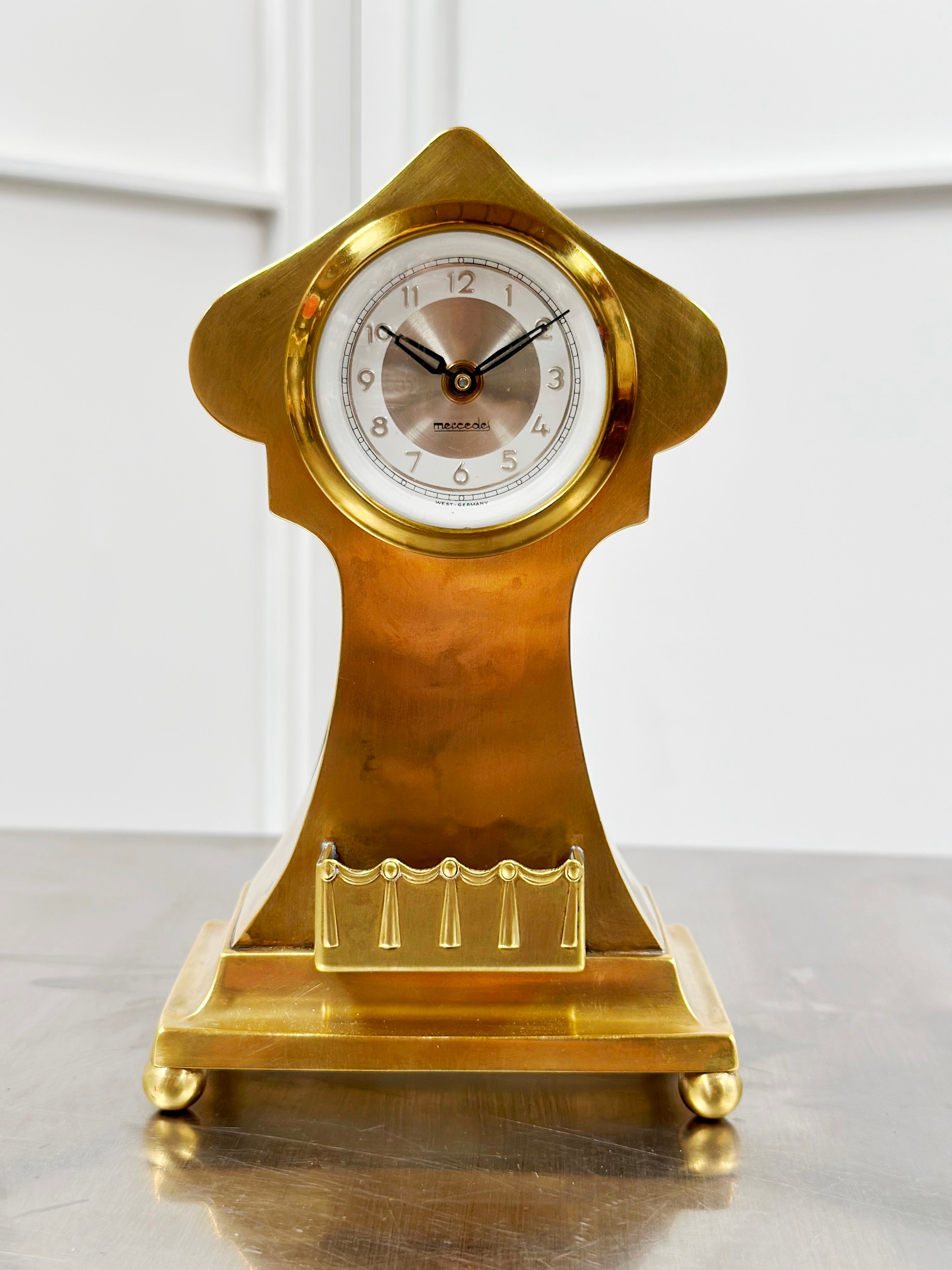 Vintage Art Nouveau Brass Mercedes German Mantel Clock | Adelaide Clocks