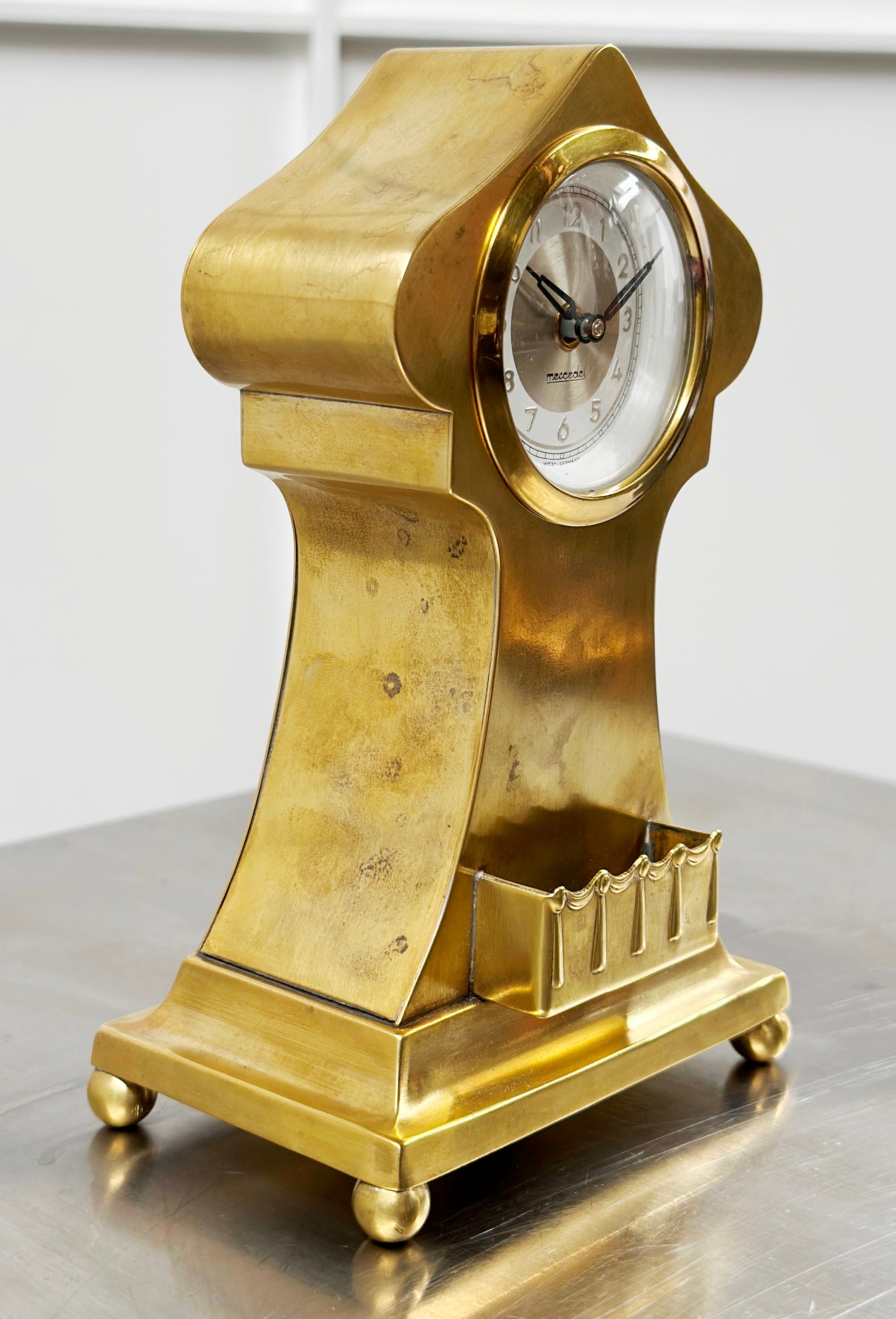 Vintage Art Nouveau Brass Mercedes German Mantel Clock | Adelaide Clocks