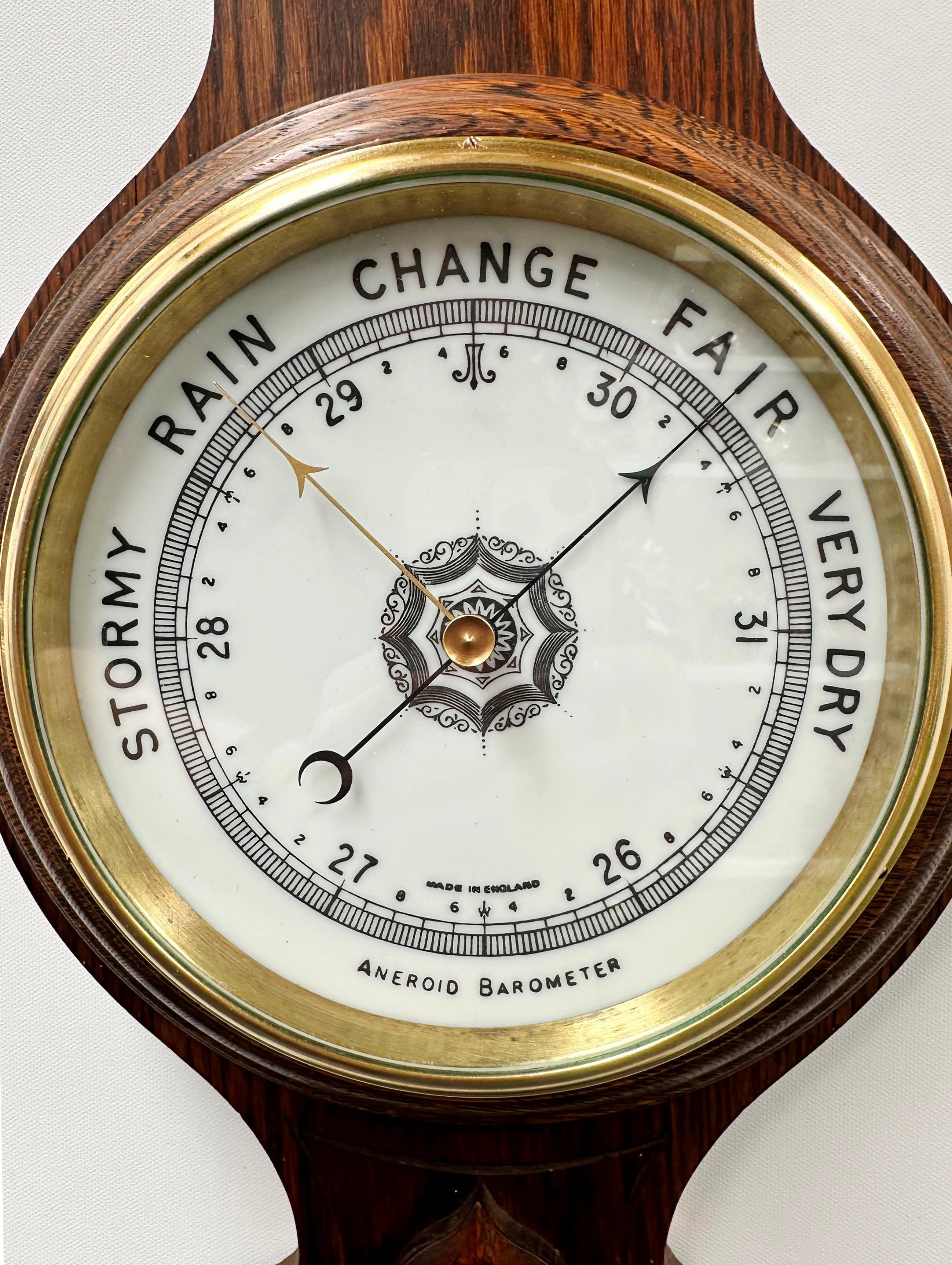 Antique Aneroid Barometer Thermometer Made in England | Adelaide Clocks