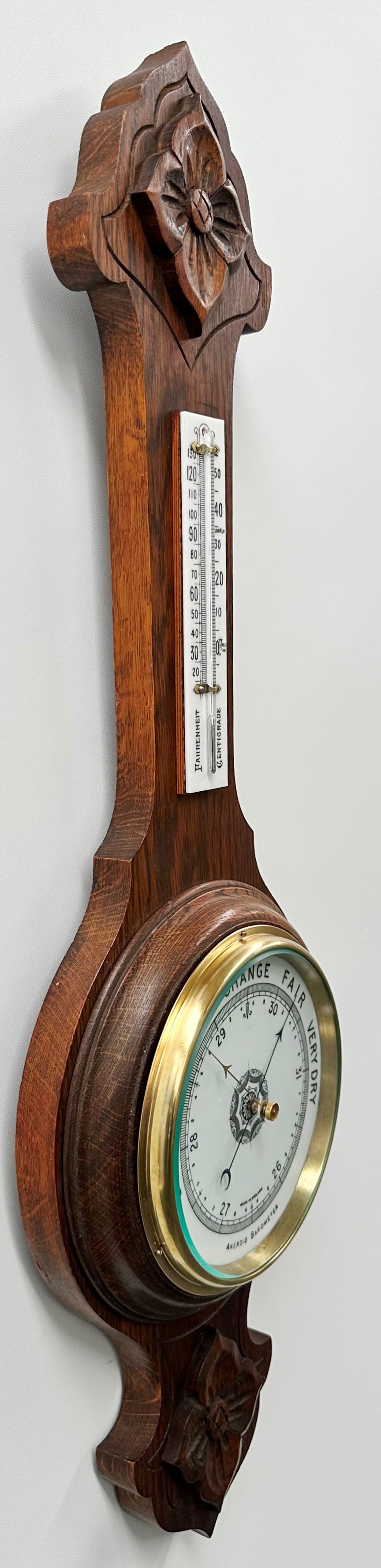 Antique Aneroid Barometer Thermometer Made in England | Adelaide Clocks