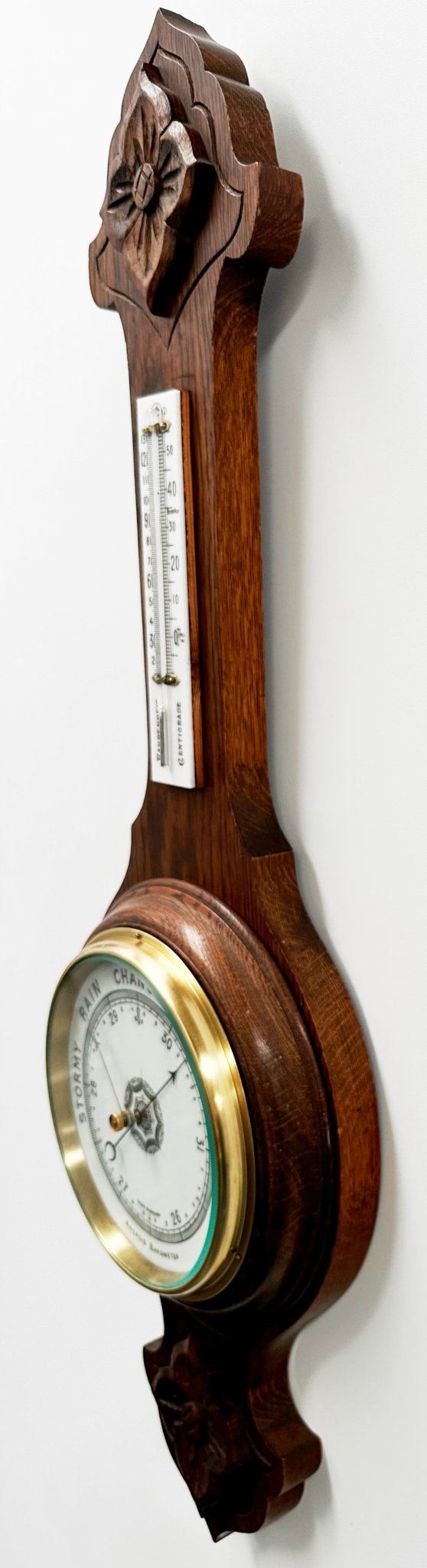 Antique Aneroid Barometer Thermometer Made in England | Adelaide Clocks