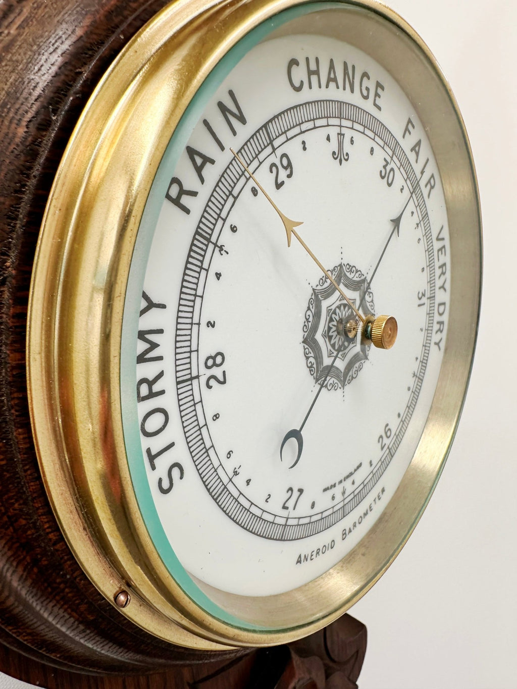 Antique Aneroid Barometer Thermometer Made in England | Adelaide Clocks