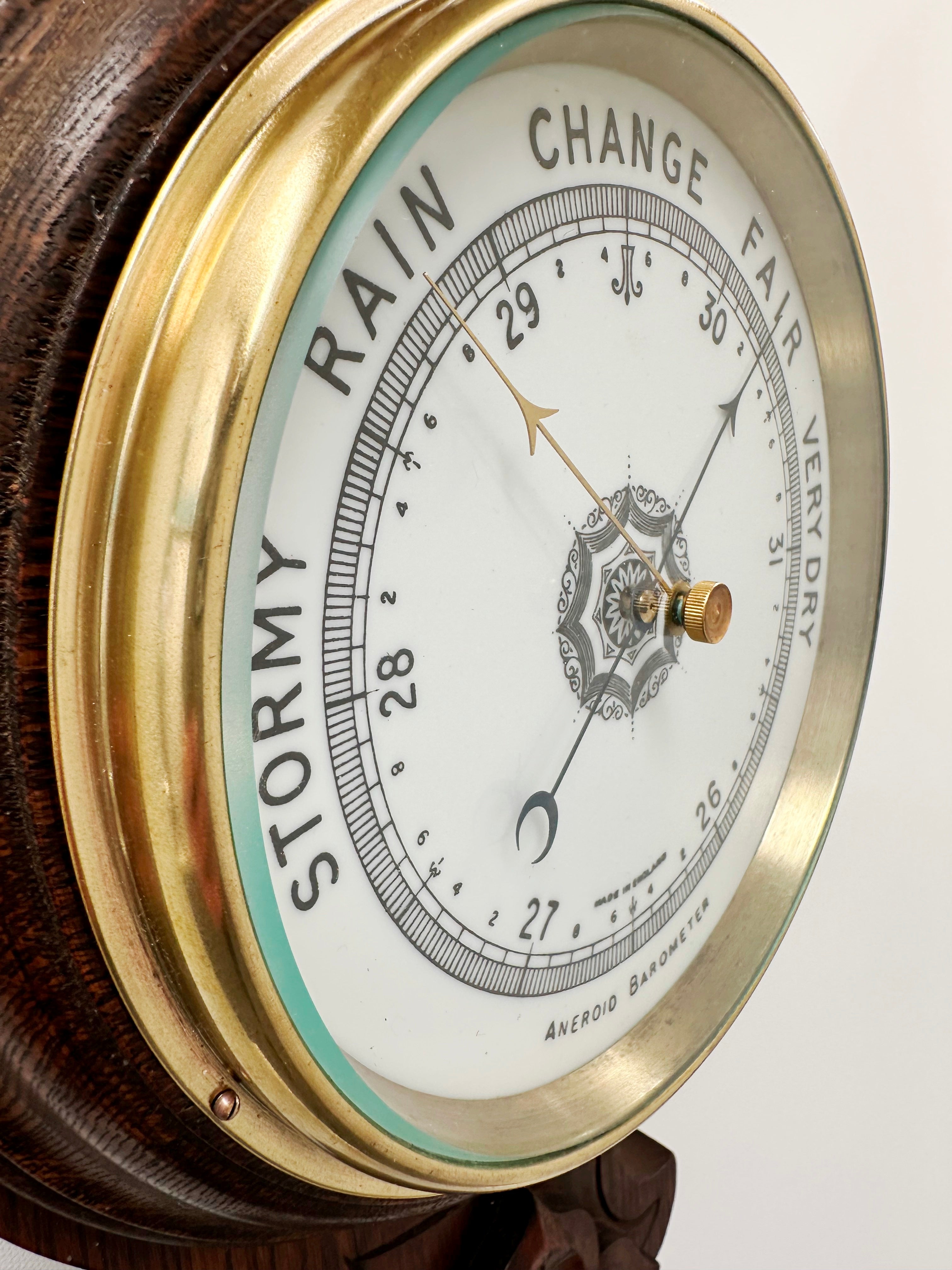 Antique Aneroid Barometer Thermometer Made in England | Adelaide Clocks