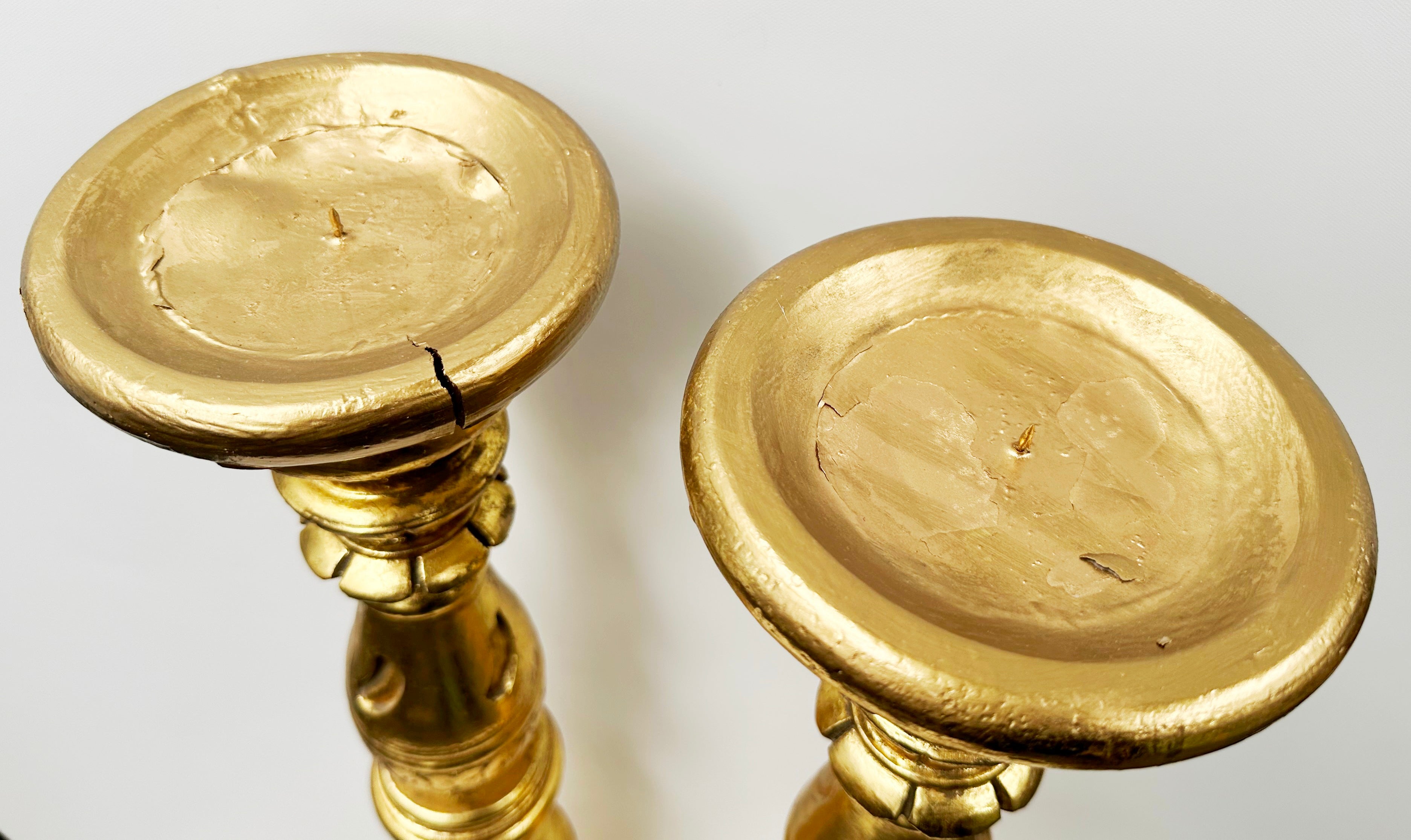 Vintage Gold Gilt
Ornate Wooden Pair of
Pedestal Candle Holders | Adelaide Clocks