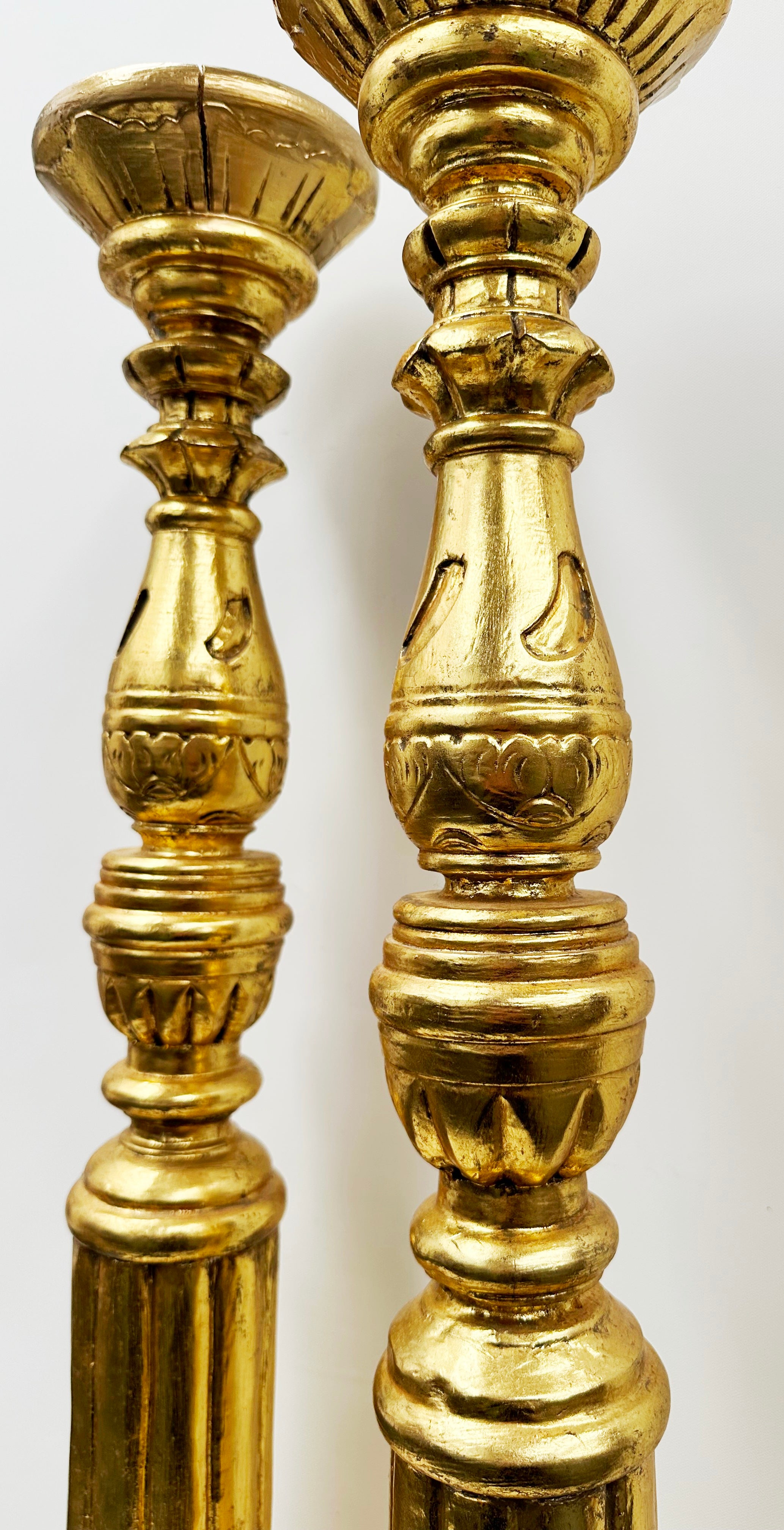 Vintage Gold Gilt
Ornate Wooden Pair of
Pedestal Candle Holders | Adelaide Clocks