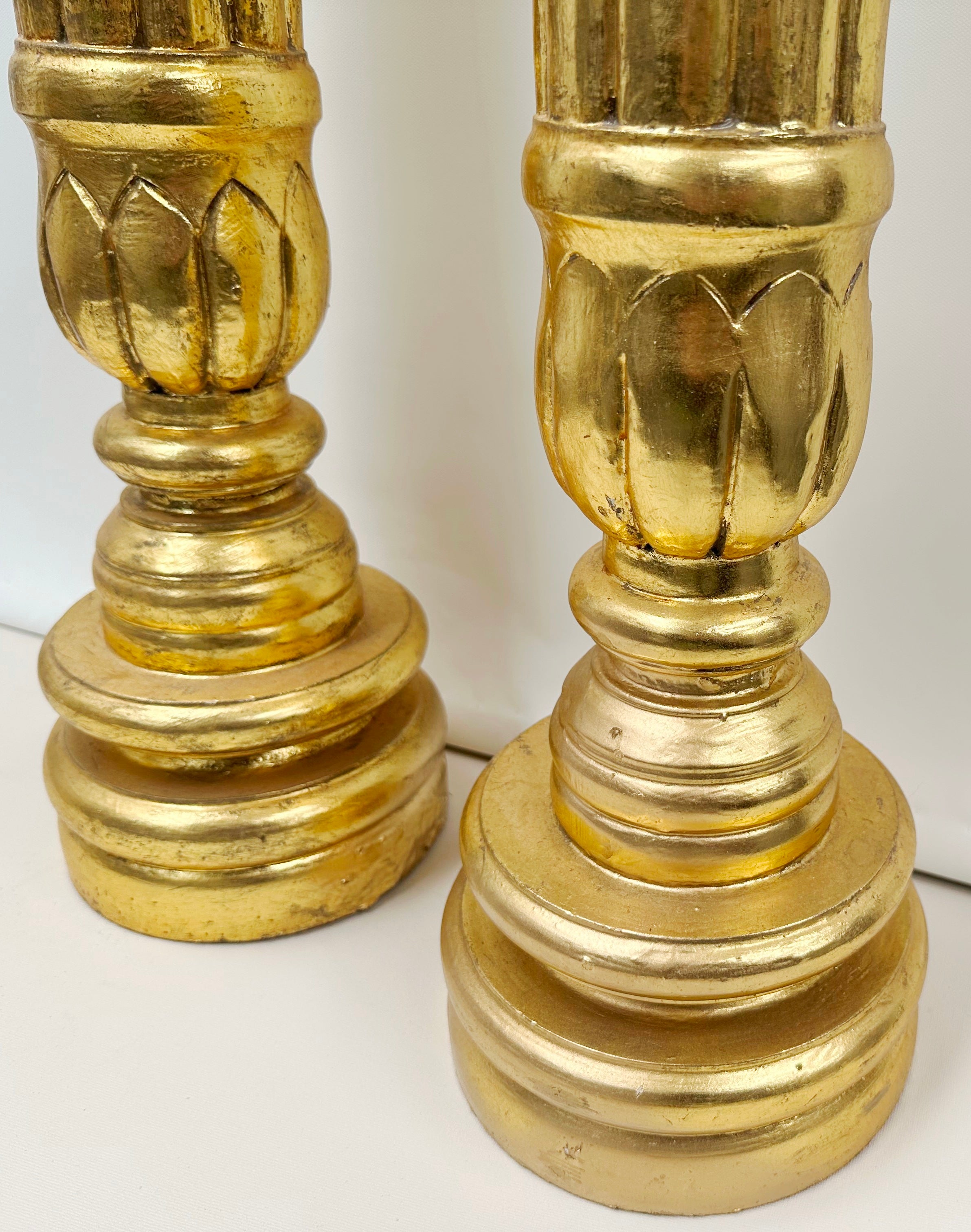 Vintage Gold Gilt
Ornate Wooden Pair of
Pedestal Candle Holders | Adelaide Clocks