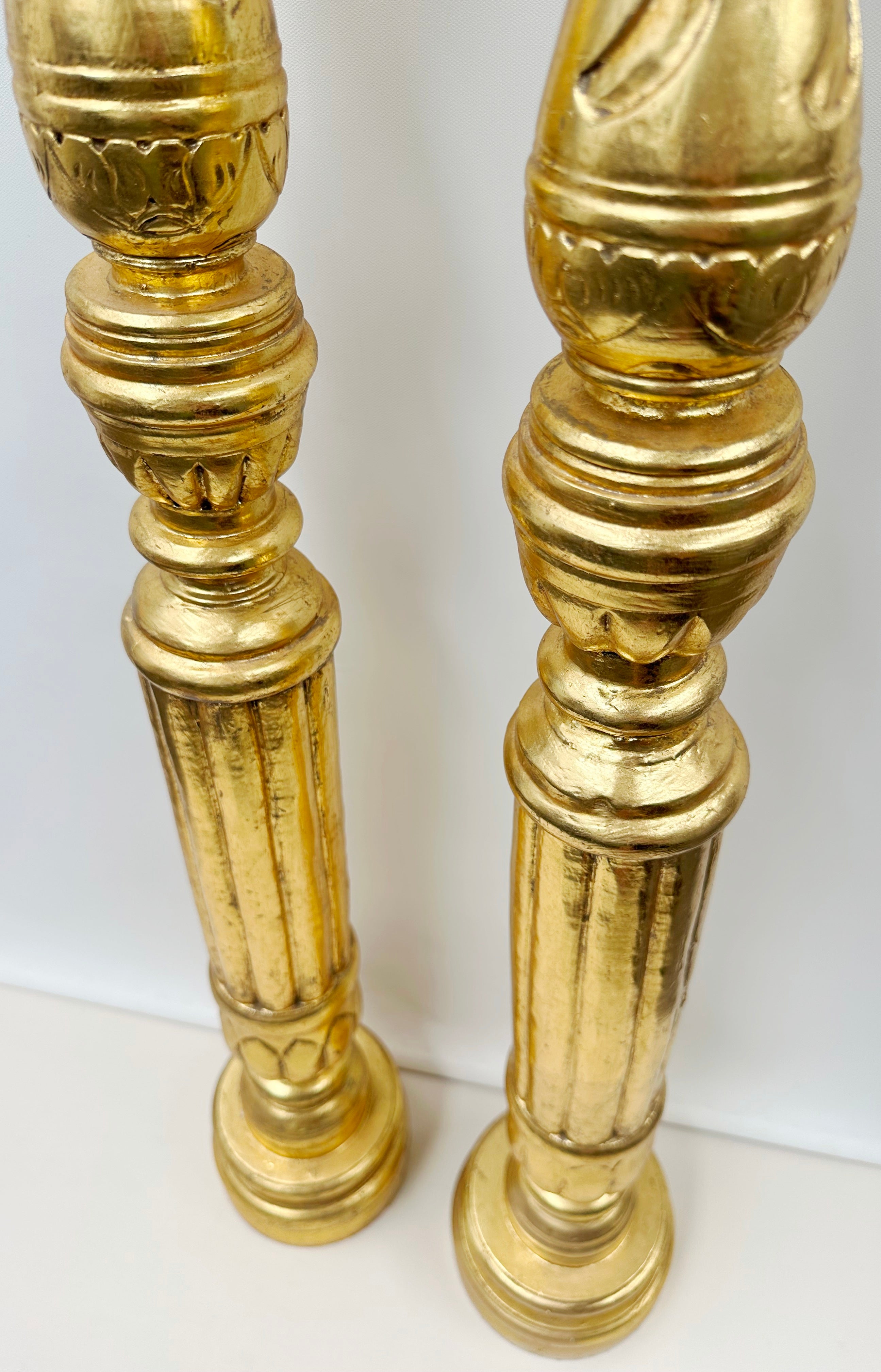 Vintage Gold Gilt
Ornate Wooden Pair of
Pedestal Candle Holders | Adelaide Clocks