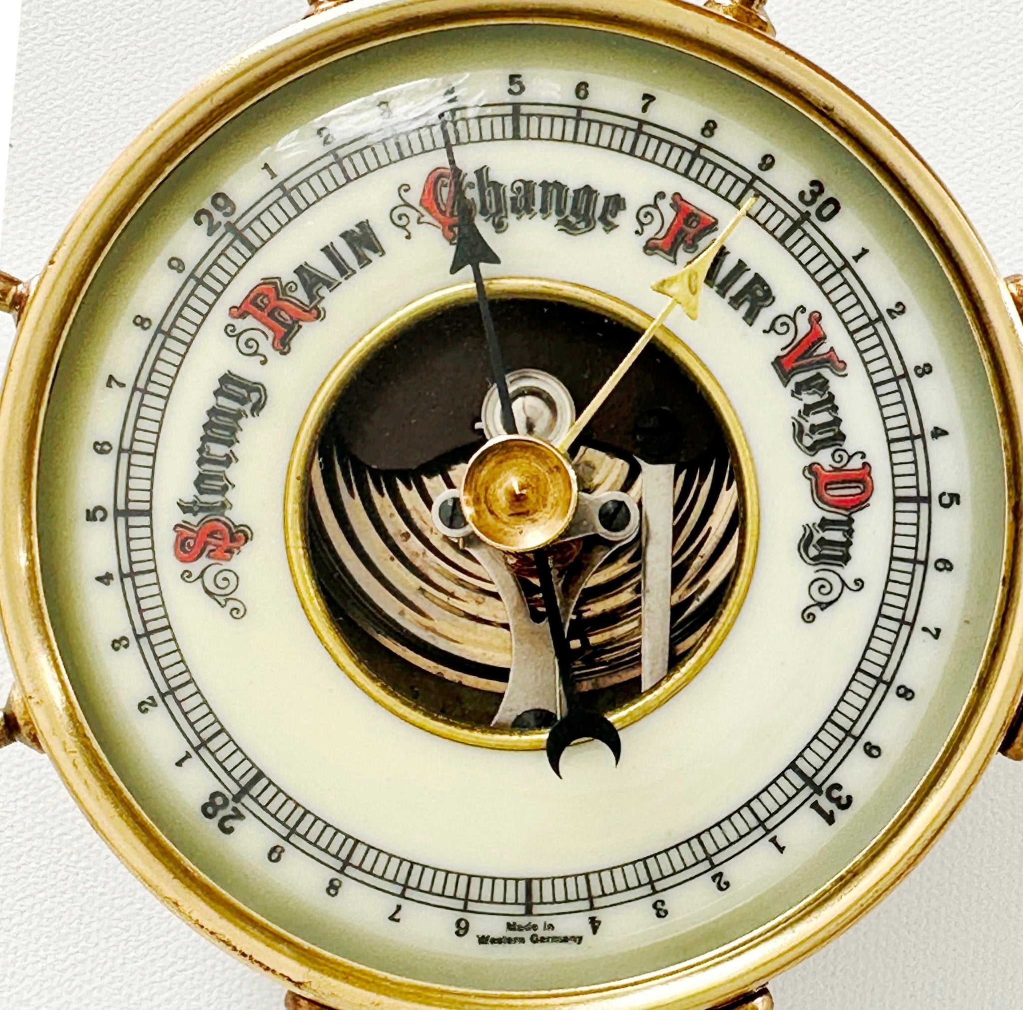 Vintage Brass Ships Wheel German Wall Barometer | Adelaide Clocks