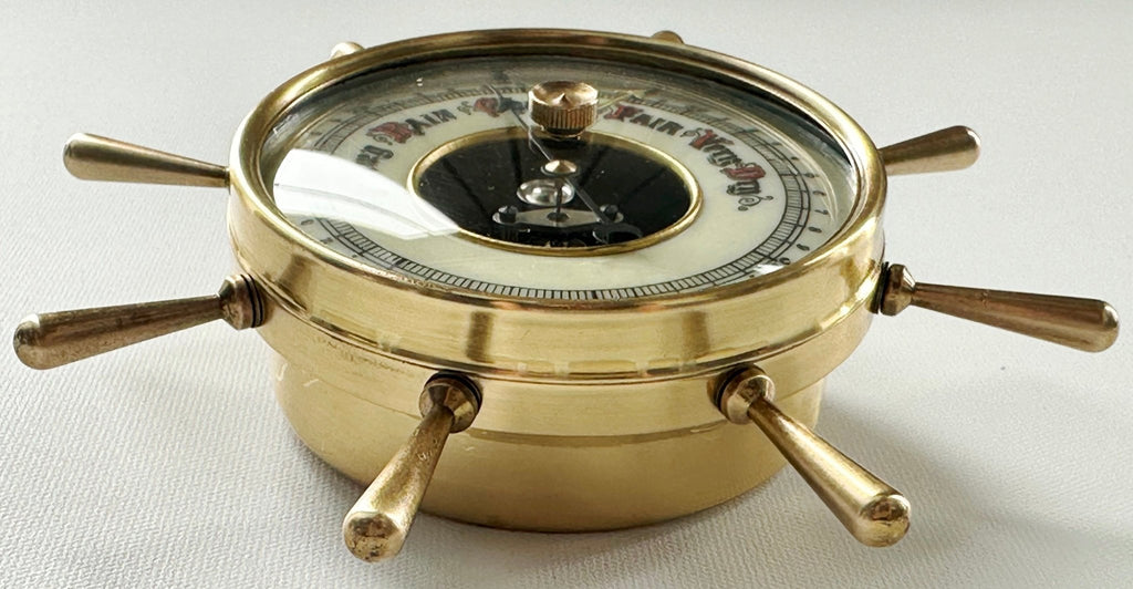 Vintage Brass Ships Wheel German Wall Barometer | Adelaide Clocks