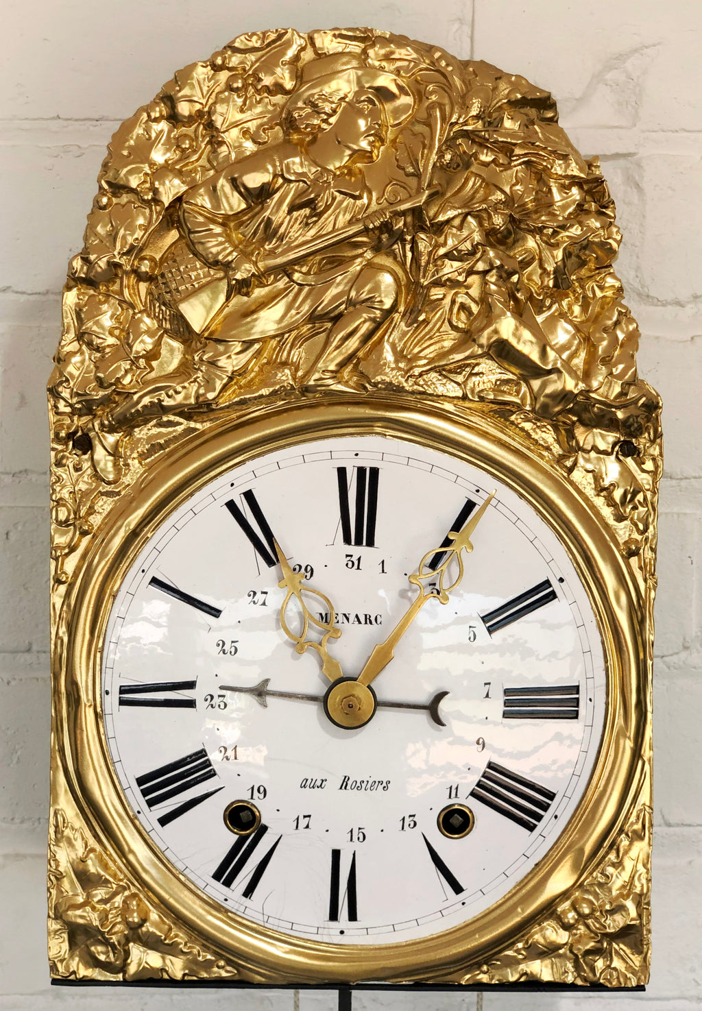 Antique Comtoise / Morbier French Pendulum Bell Strike Wall Clock | eXibit collection