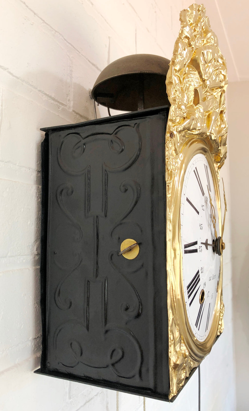 Antique Comtoise / Morbier French Pendulum Bell Strike Wall Clock | eXibit collection