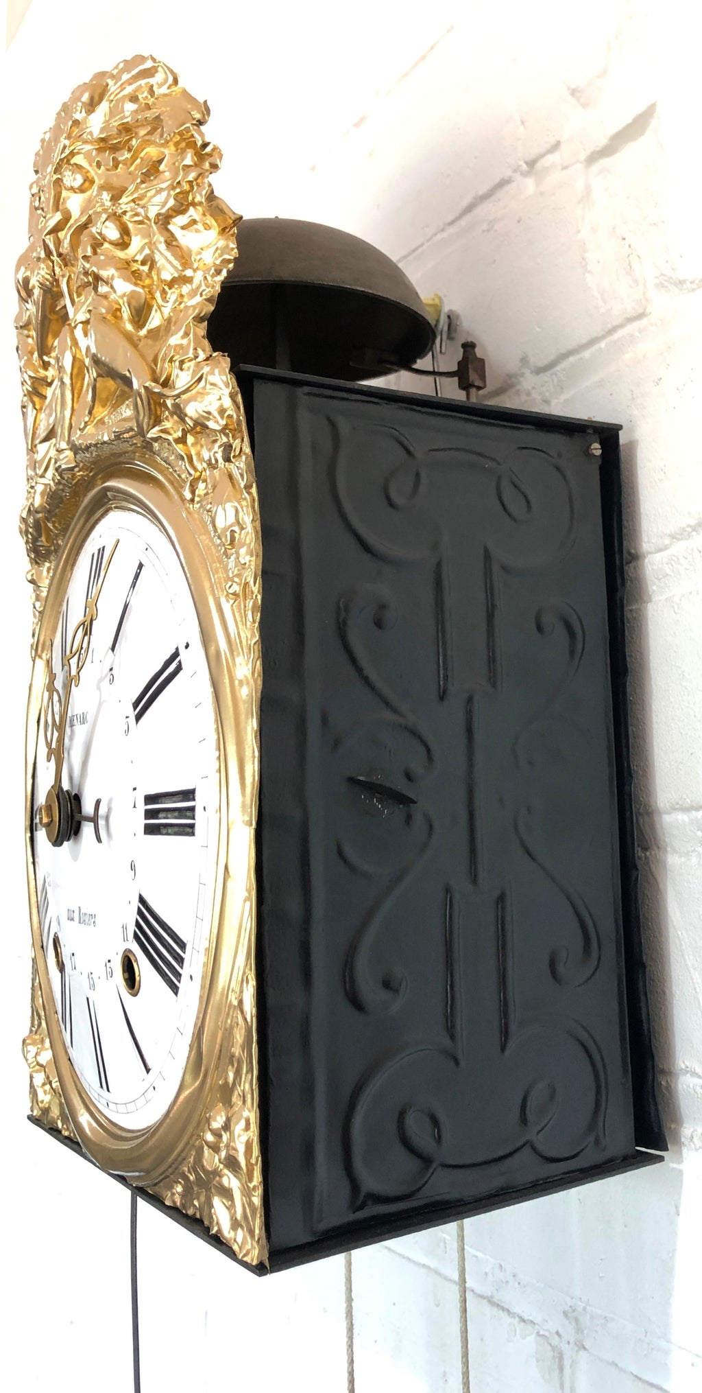 Antique Comtoise / Morbier French Pendulum Bell Strike Wall Clock | eXibit collection