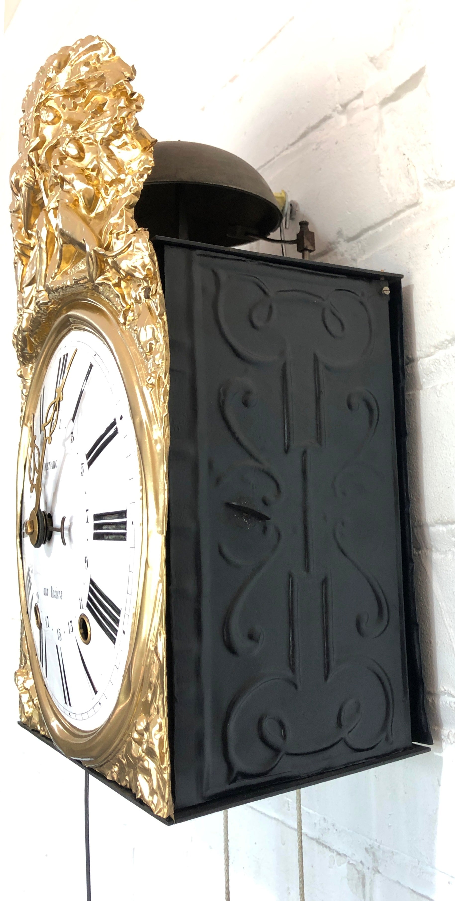 Antique Comtoise / Morbier French Pendulum Bell Strike Wall Clock | eXibit collection