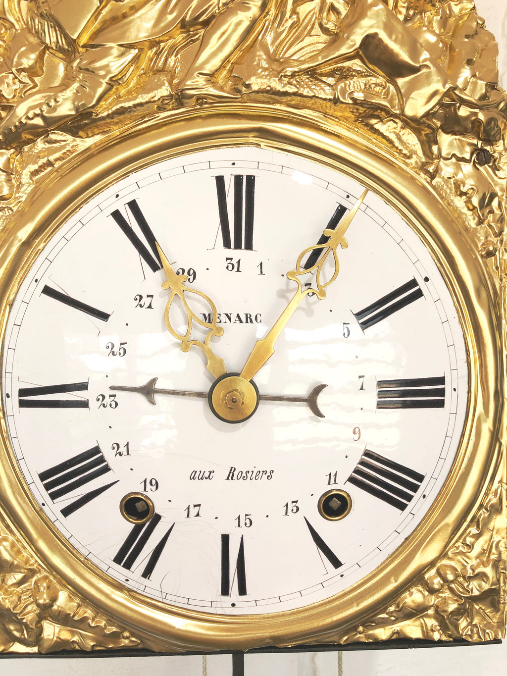 Antique Comtoise / Morbier French Pendulum Bell Strike Wall Clock | eXibit collection