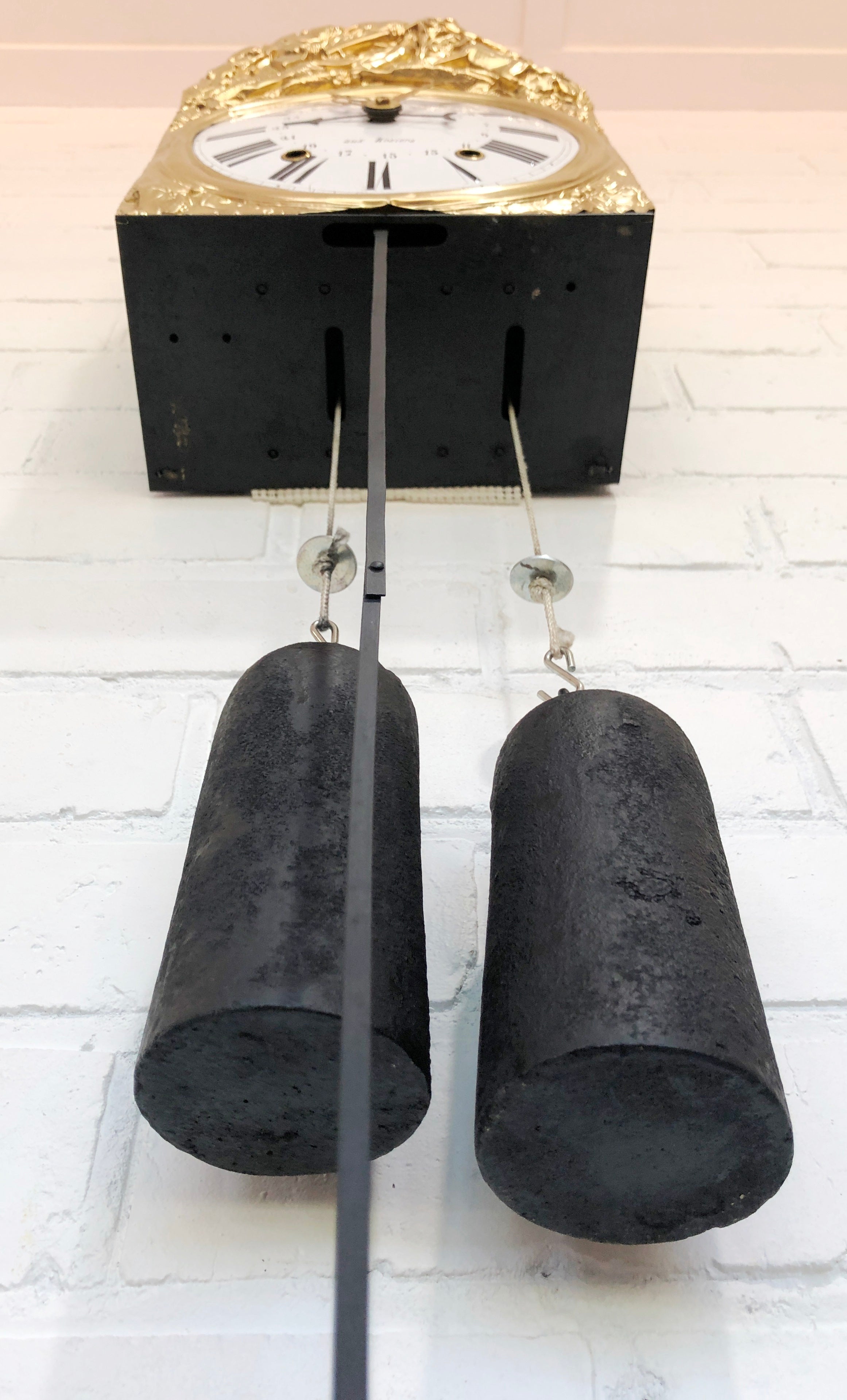 Antique Comtoise / Morbier French Pendulum Bell Strike Wall Clock | eXibit collection