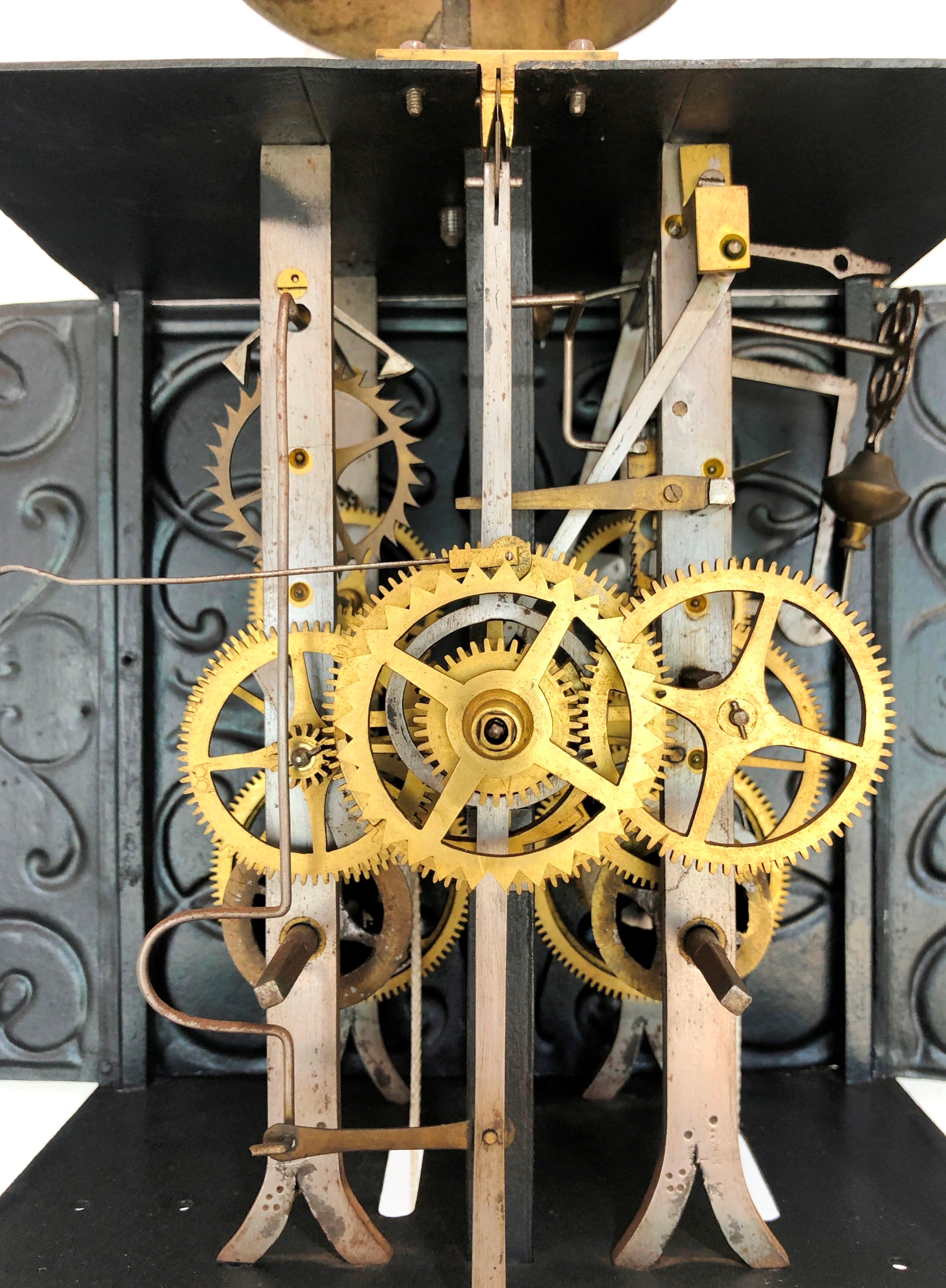 Antique Comtoise / Morbier French Pendulum Bell Strike Wall Clock | eXibit collection