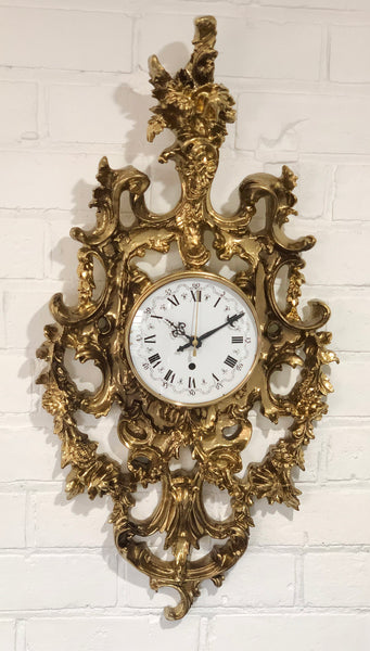 Vintage Ornate Figural Floral Gold Battery Wall Clock | Adelaide Clocks